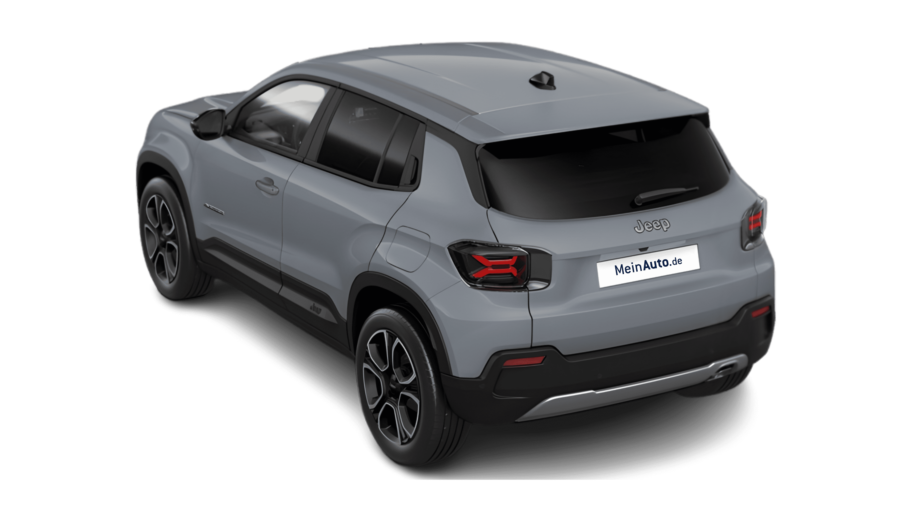 Schräge Heckansicht eines Jeep Avenger, freigestellt