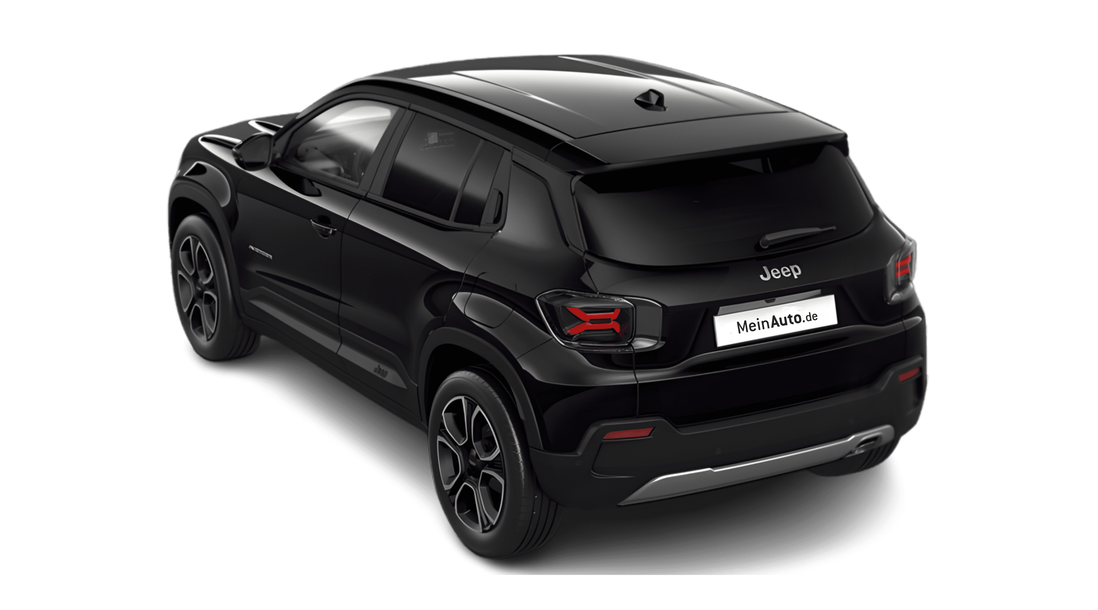 Schräge Heckansicht eines Jeep Avenger, freigestellt