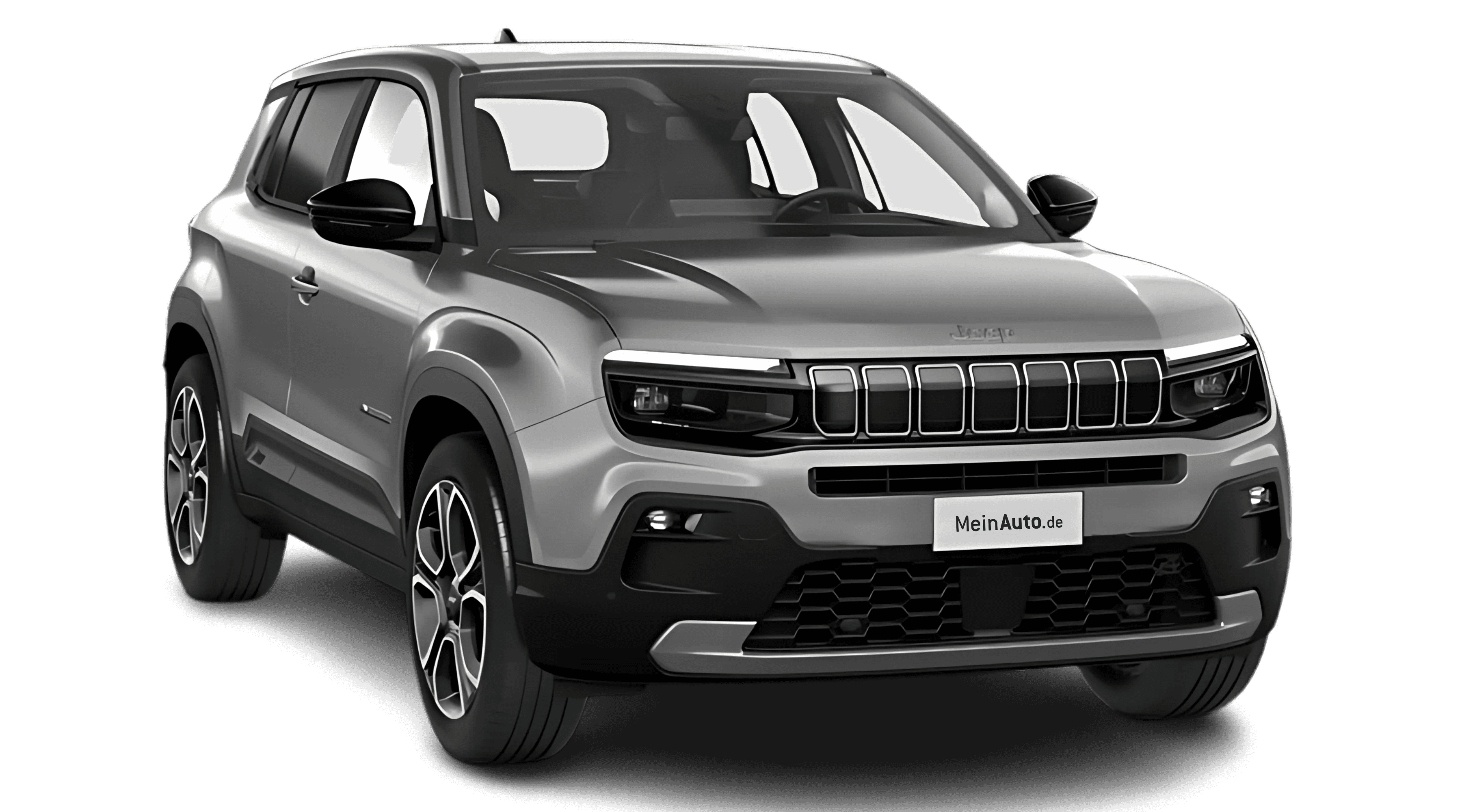 Schräge Frontansicht auf einen Jeep Avenger, freigestellt