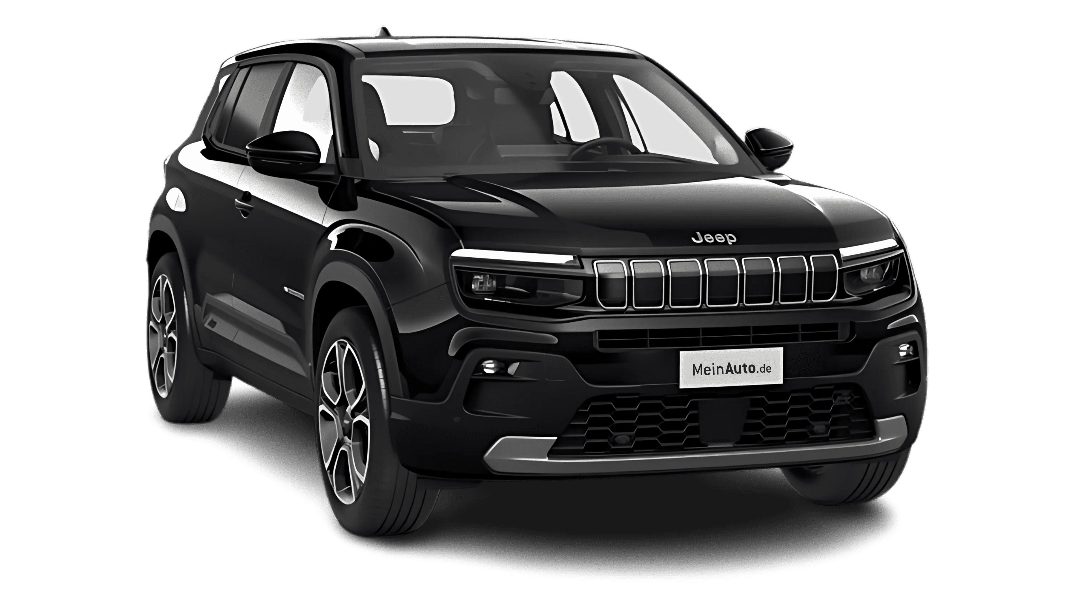 Schräge Frontansicht auf einen Jeep Avenger, freigestellt
