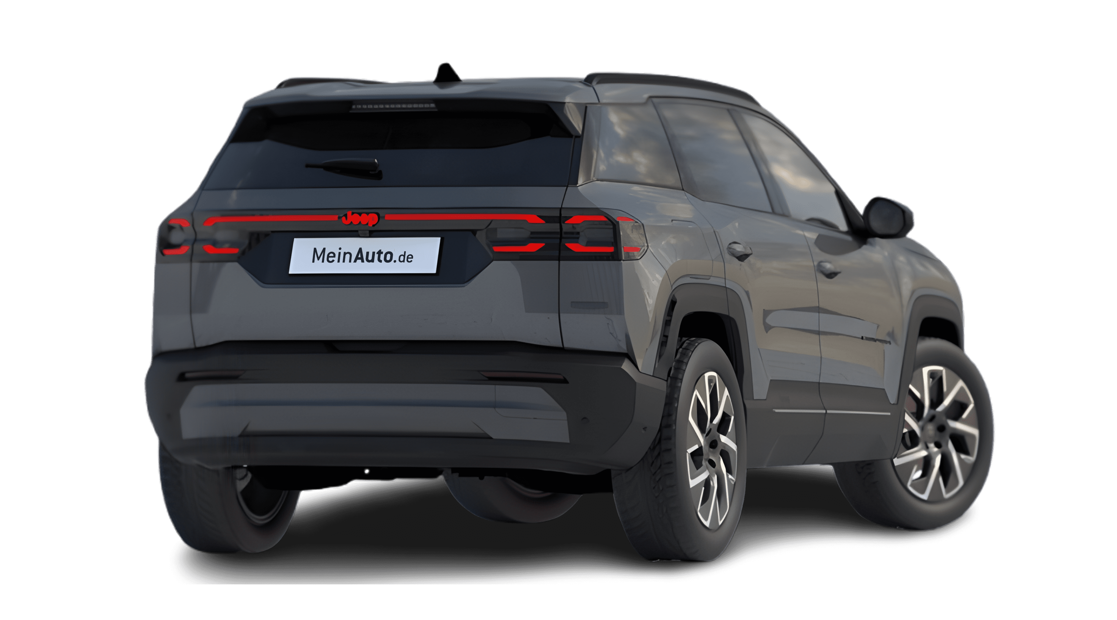 Schräge Heckansicht eines Jeep Compass, freigestellt