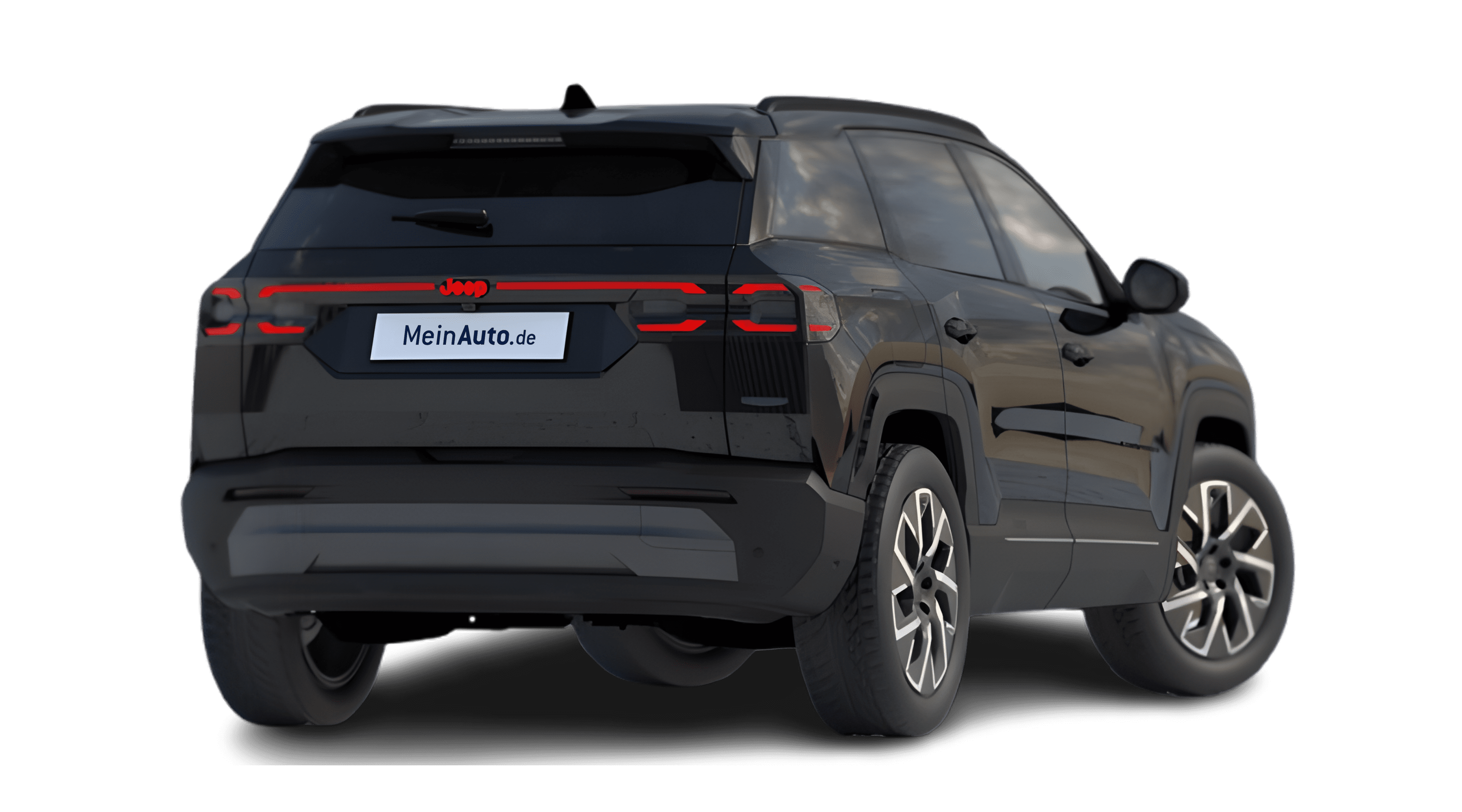 Schräge Heckansicht eines Jeep Compass, freigestellt