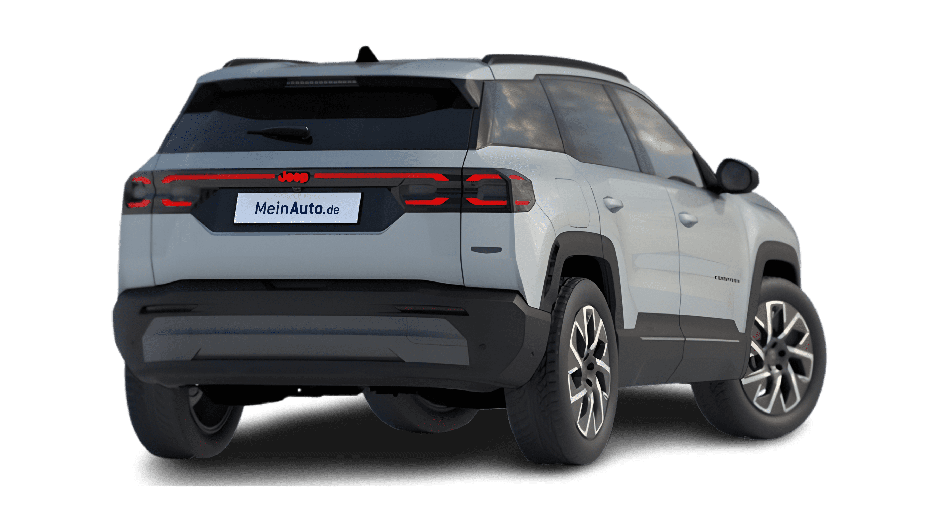 Schräge Heckansicht eines Jeep Compass, freigestellt