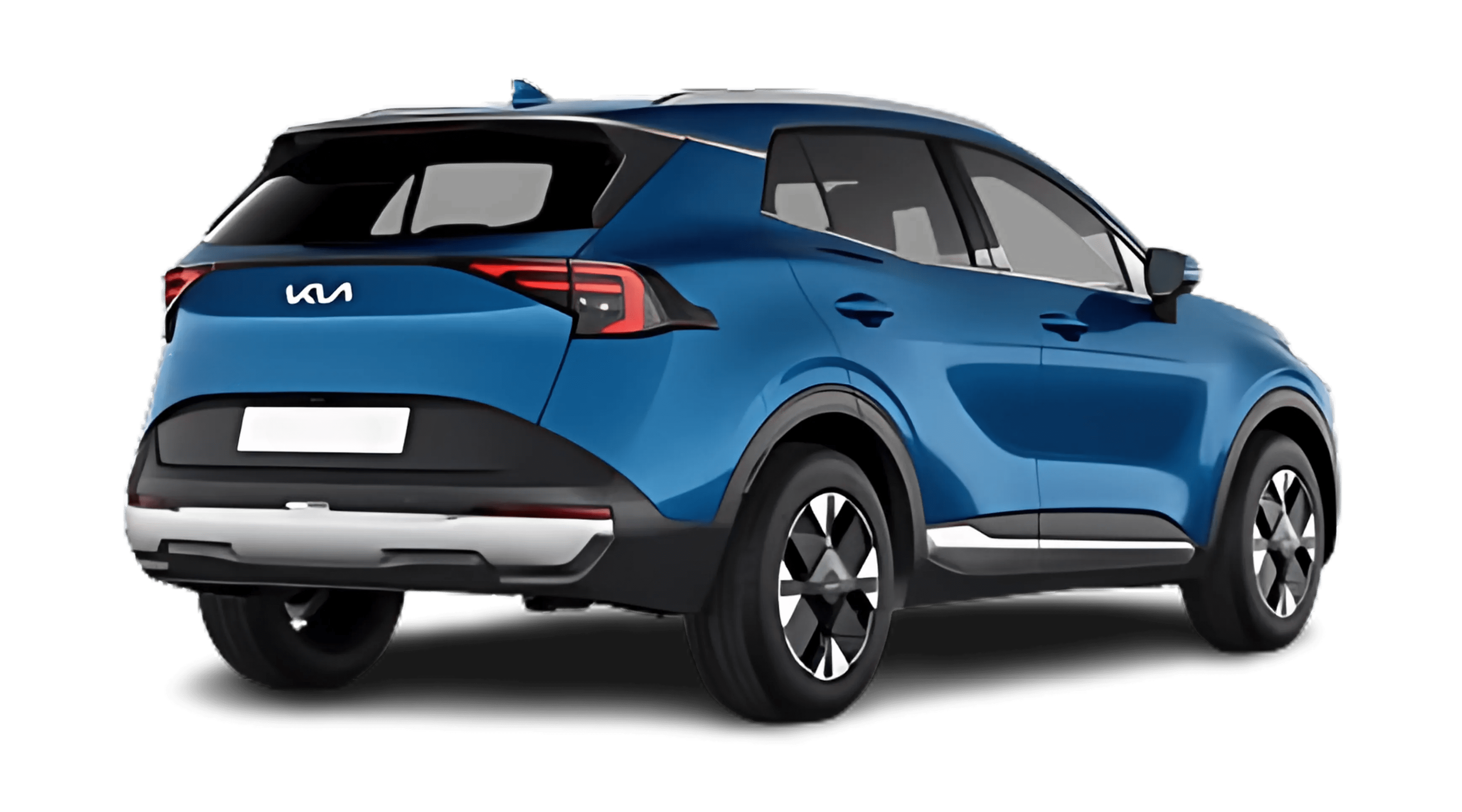 Schräge Heckansicht eines Kia Sportage, freigestellt