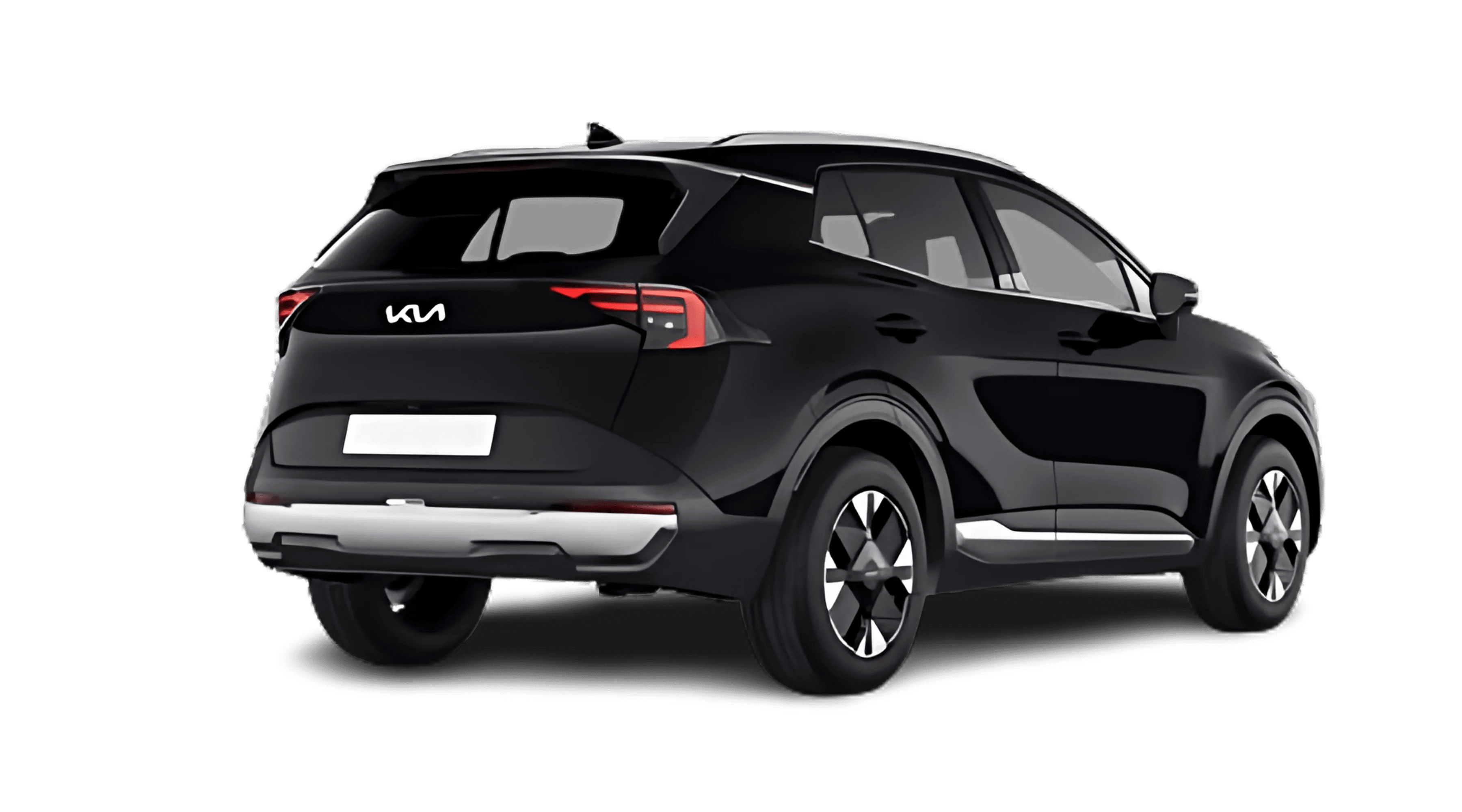 Schräge Heckansicht eines Kia Sportage, freigestellt