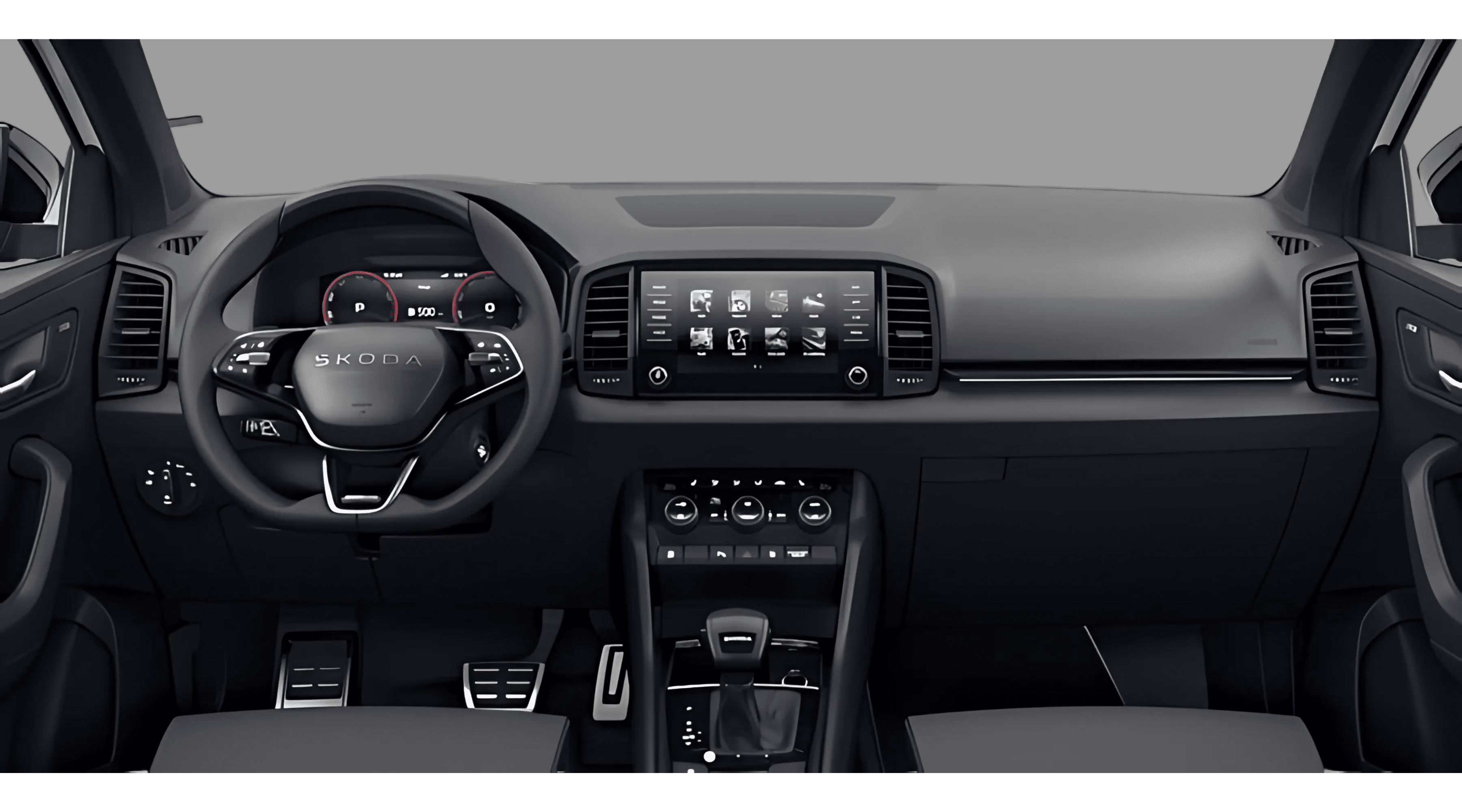 Ansicht des Armaturenbretts eines Skoda Karoq