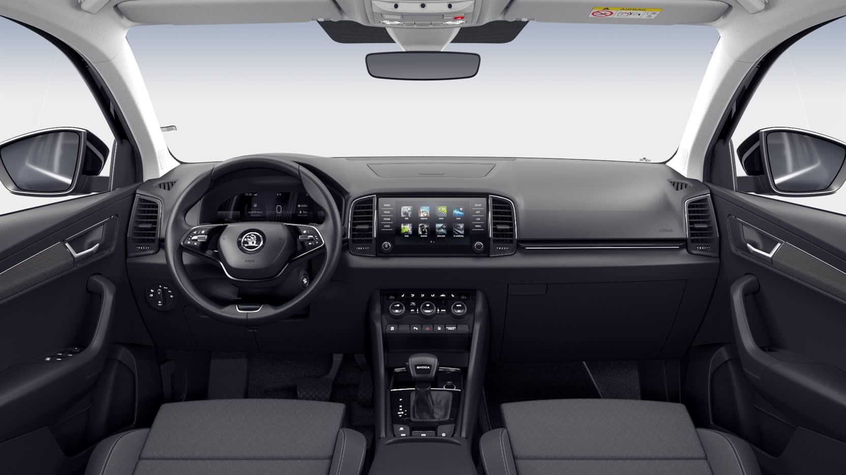Ansicht des Armaturenbretts eines Skoda Karoq