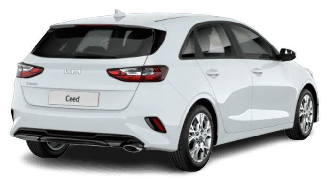 Schräge Heckansicht auf einen Kia Ceed, freigestellt