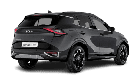 Schräge Heckansicht auf einen Kia Sportage, freigestellt