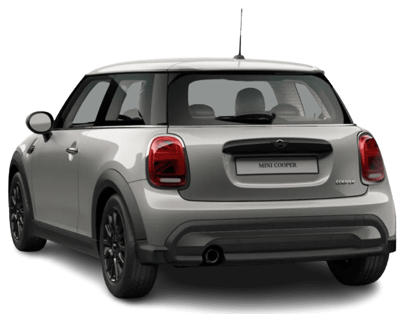Schräge Heckansicht auf einen MINI MINI, freigestellt