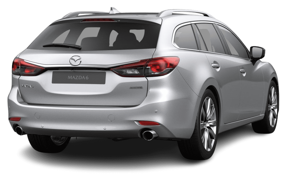 Schräge Heckansicht auf einen Mazda Mazda6, freigestellt