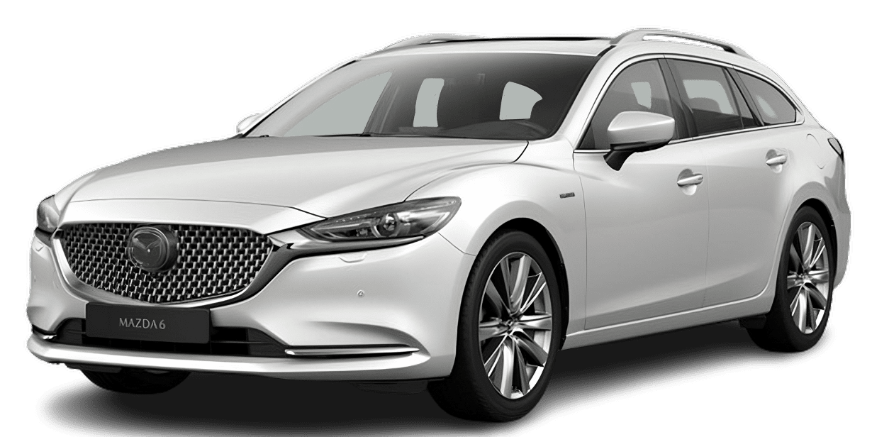 Schräge Frontansicht auf einen Mazda Mazda6, freigestellt
