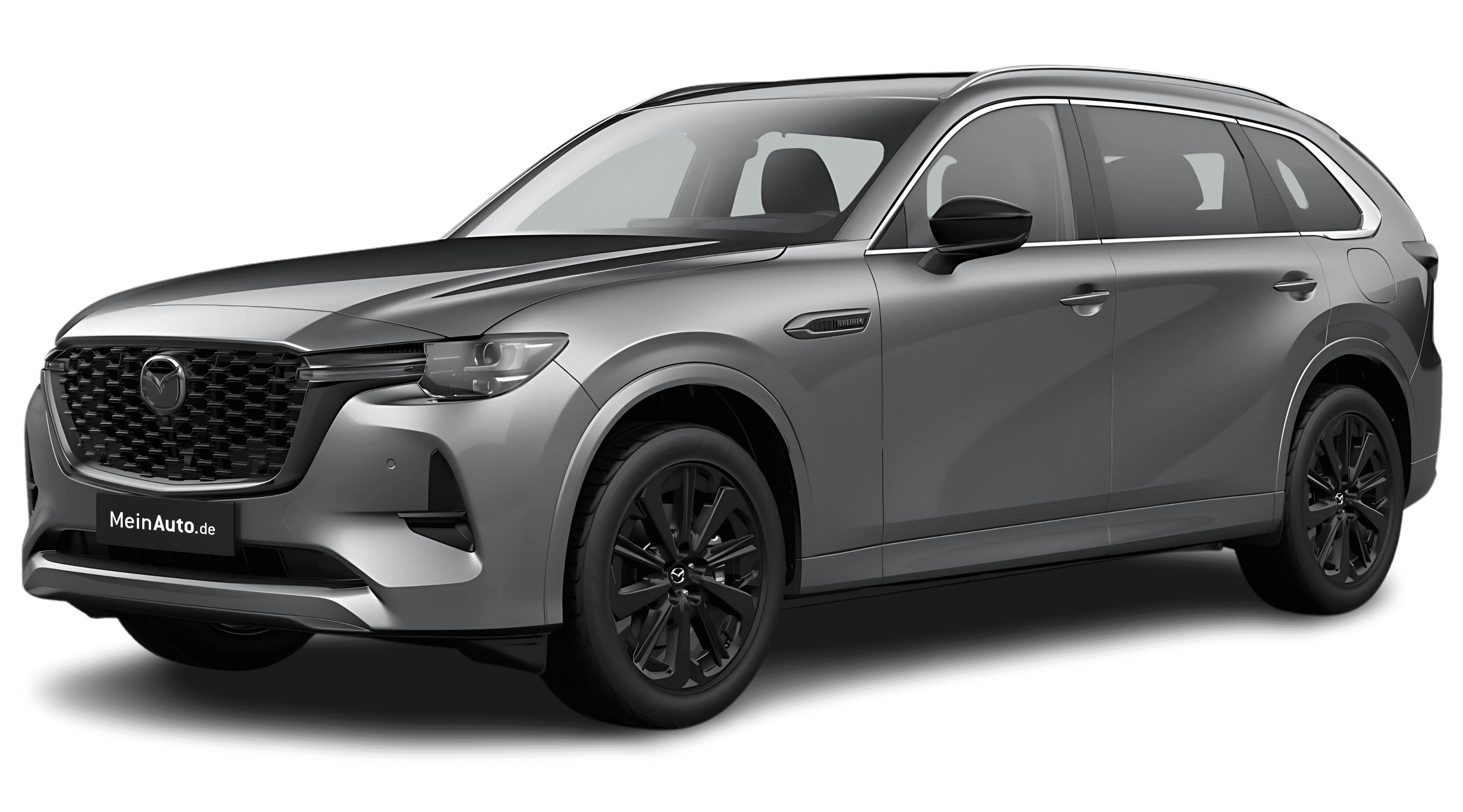 Schräge Frontansicht auf einen Mazda CX-80, freigestellt