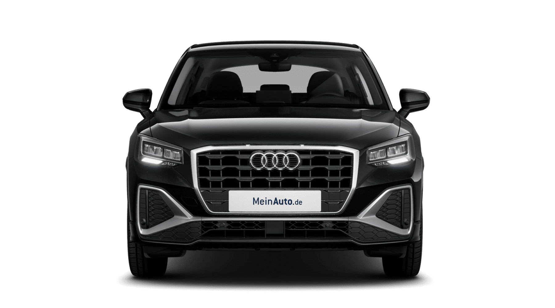 Frontansicht auf einen Audi Q2, freigestellt