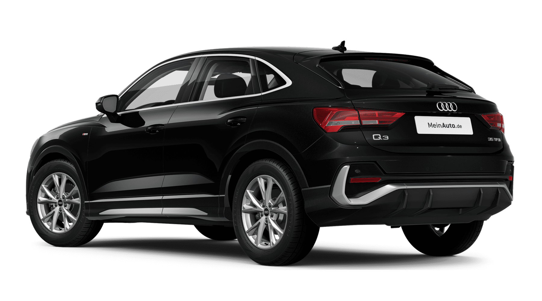 Schräge Heckansicht auf einen Audi Q3 Sportback, freigestellt