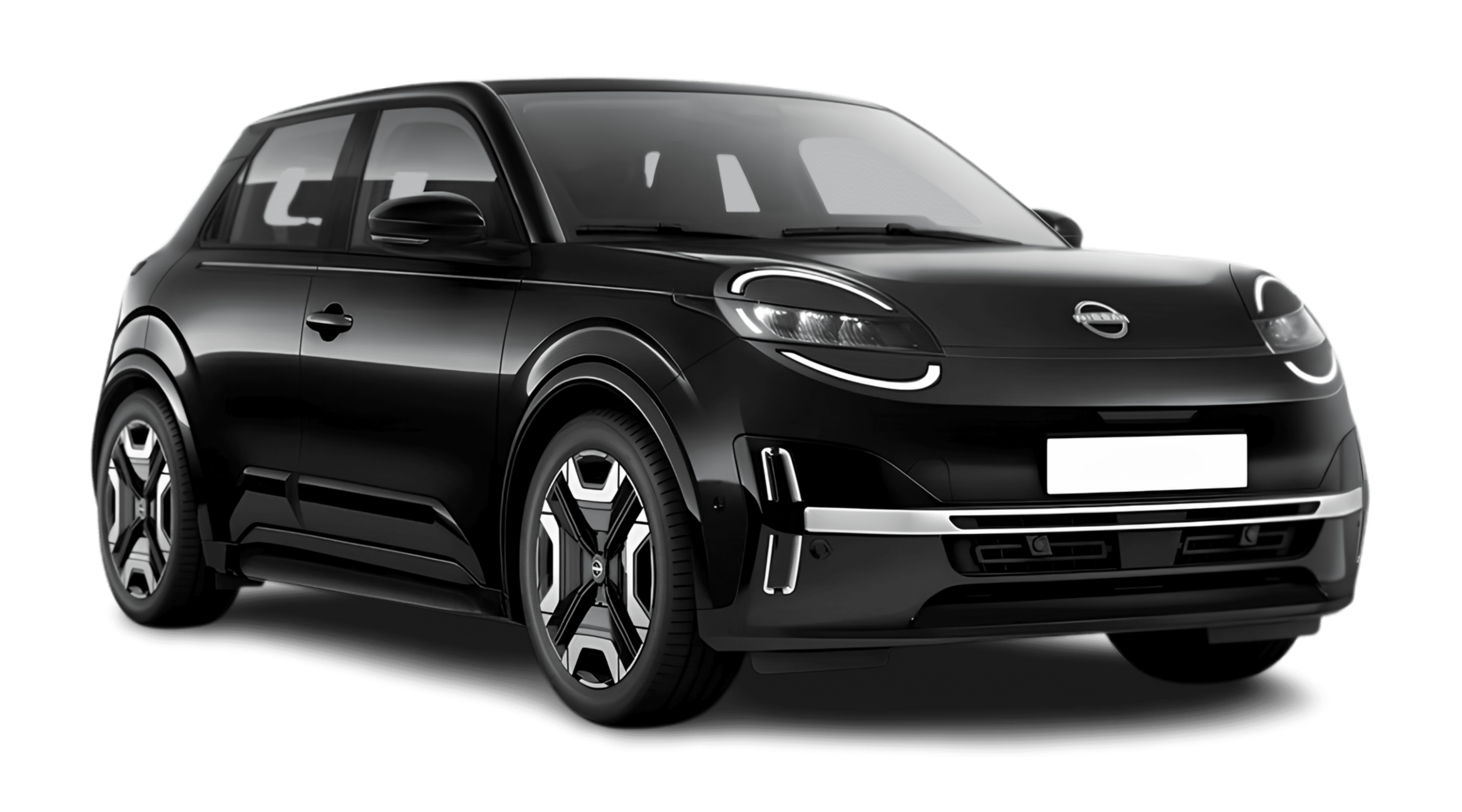 Schräge Frontansicht eines Nissan Micra, freigestellt