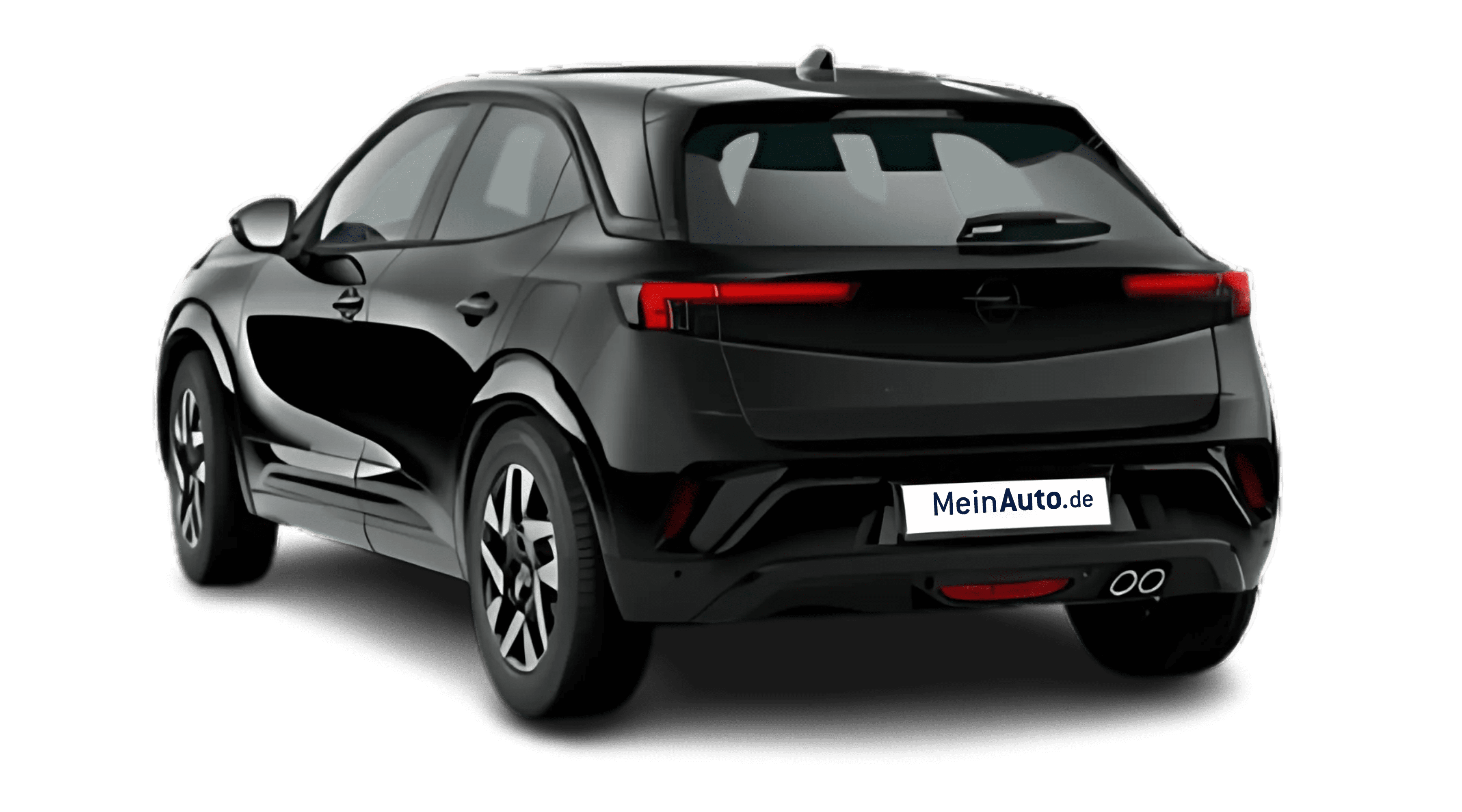 Schräge Heckansicht auf einen Opel Mokka, freigestellt