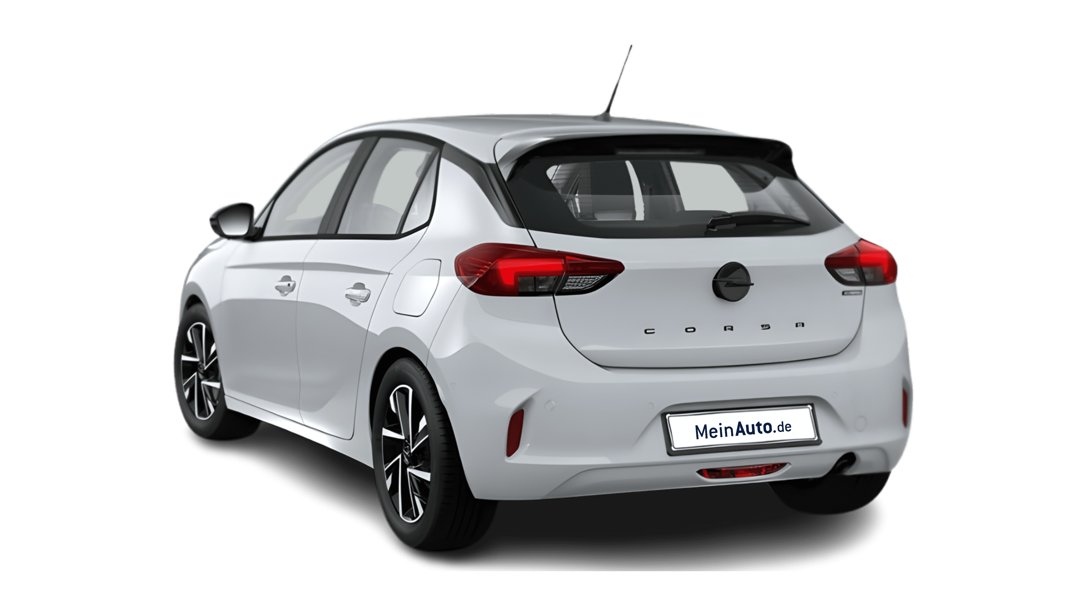 Schräge Heckansicht eines Opel Corsa, freigestellt