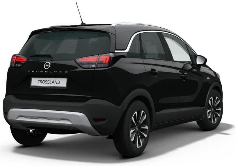 Schräge Heckansicht auf einen Opel Crossland, freigestellt