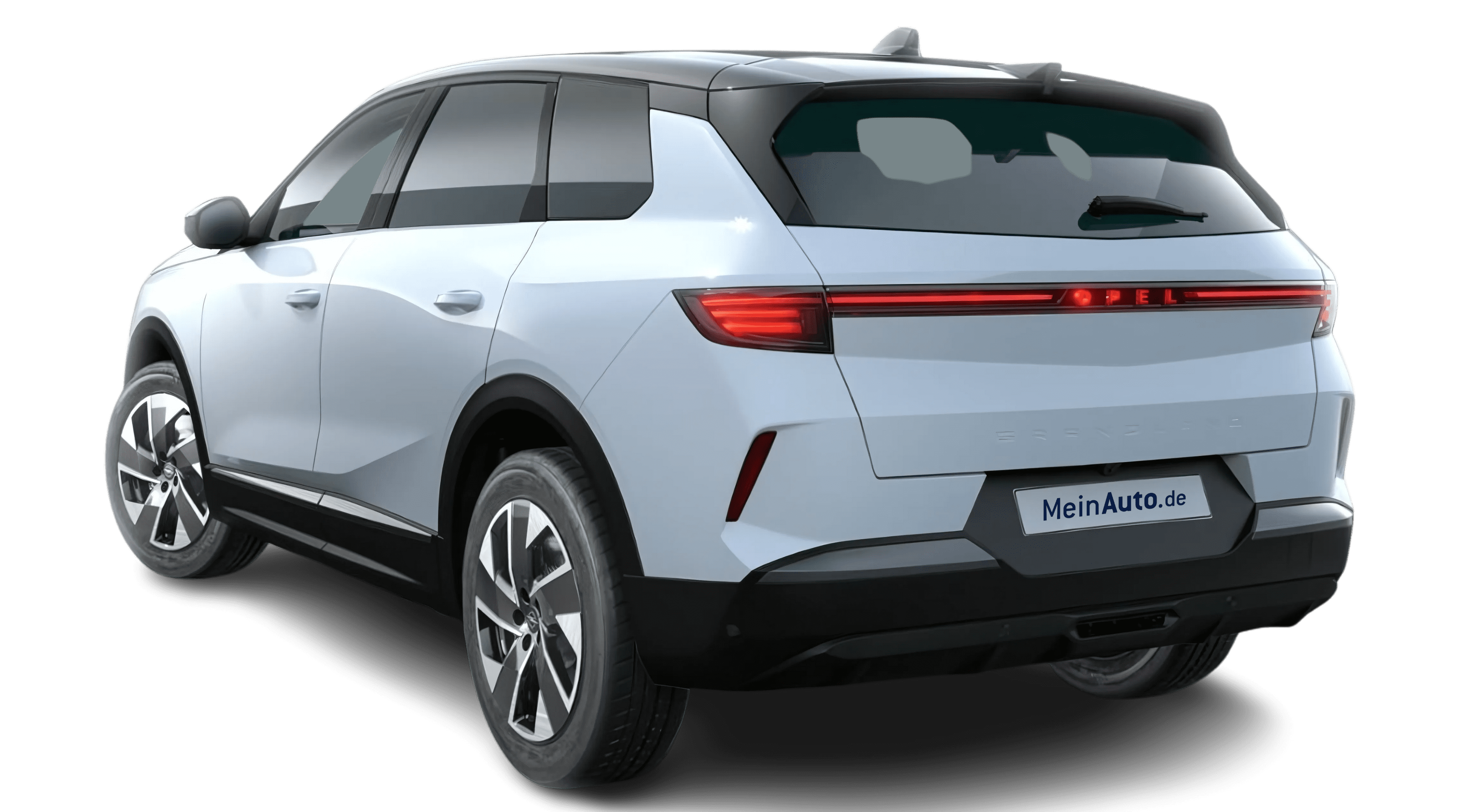 Schräge Heckansicht auf einen Opel Grandland, freigestellt