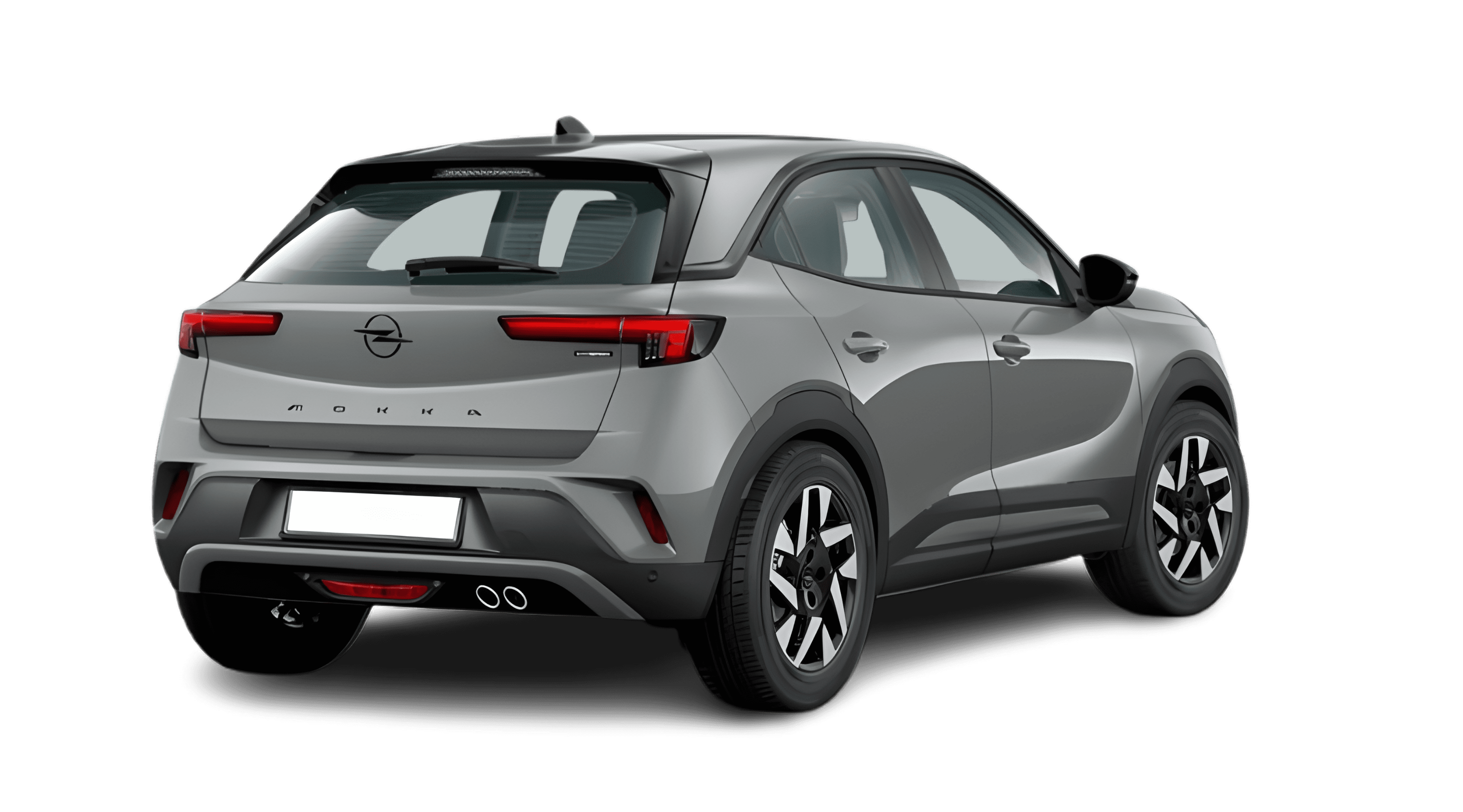 Schräge Heckansicht eines Opel Mokka, freigestellt