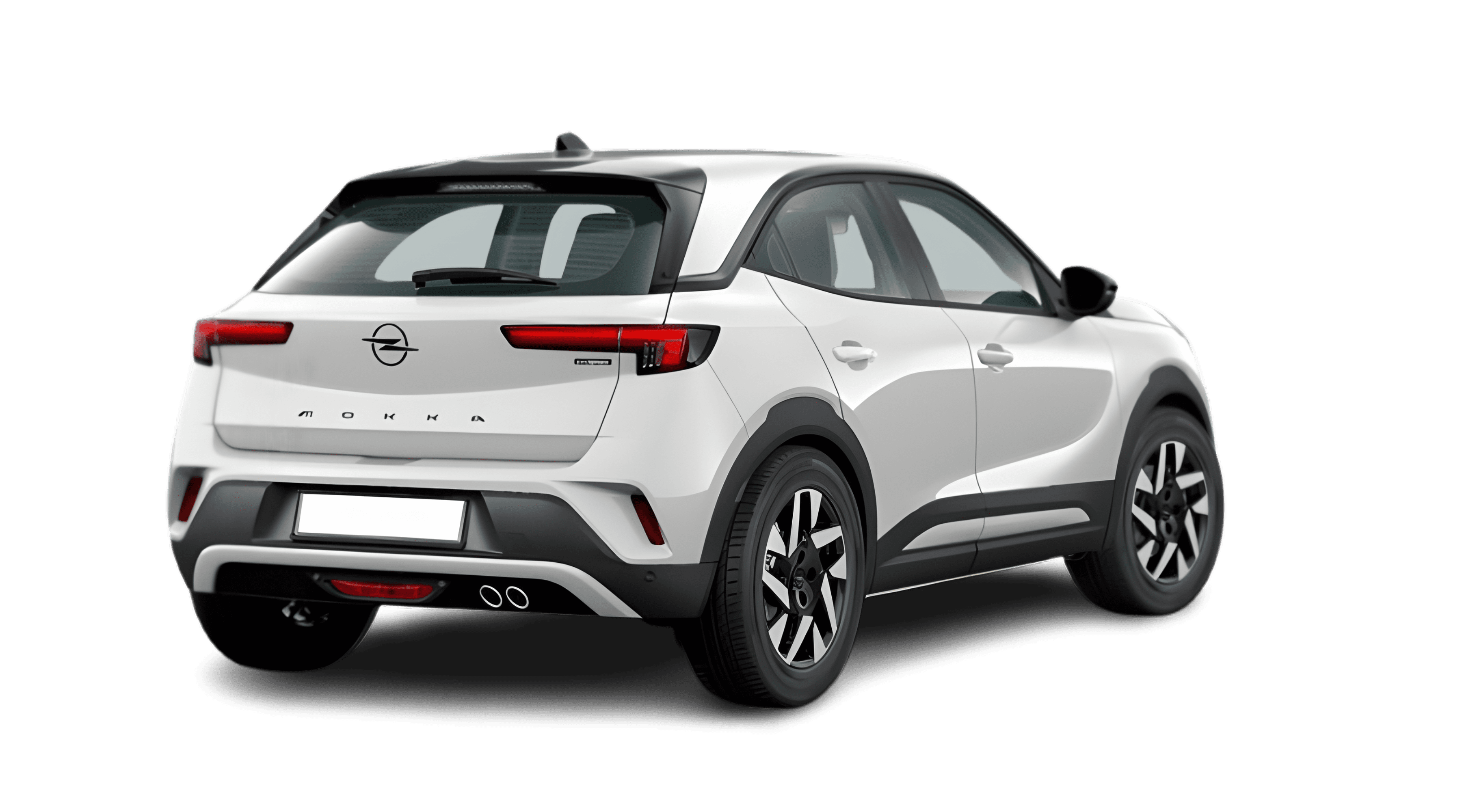 Schräge Heckansicht eines Opel Mokka, freigestellt