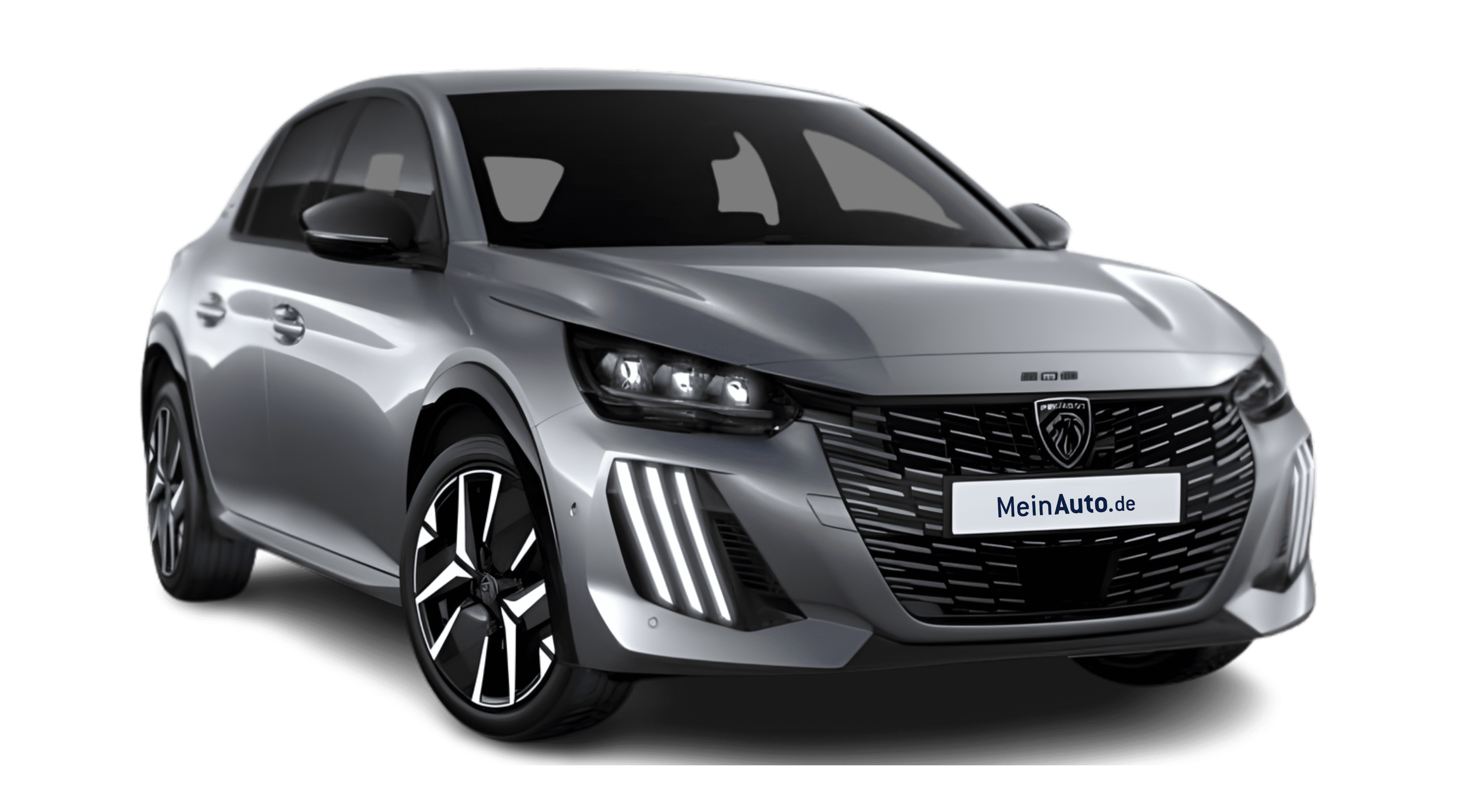 Schräge Frontansicht eines Peugeot 208, freigestellt