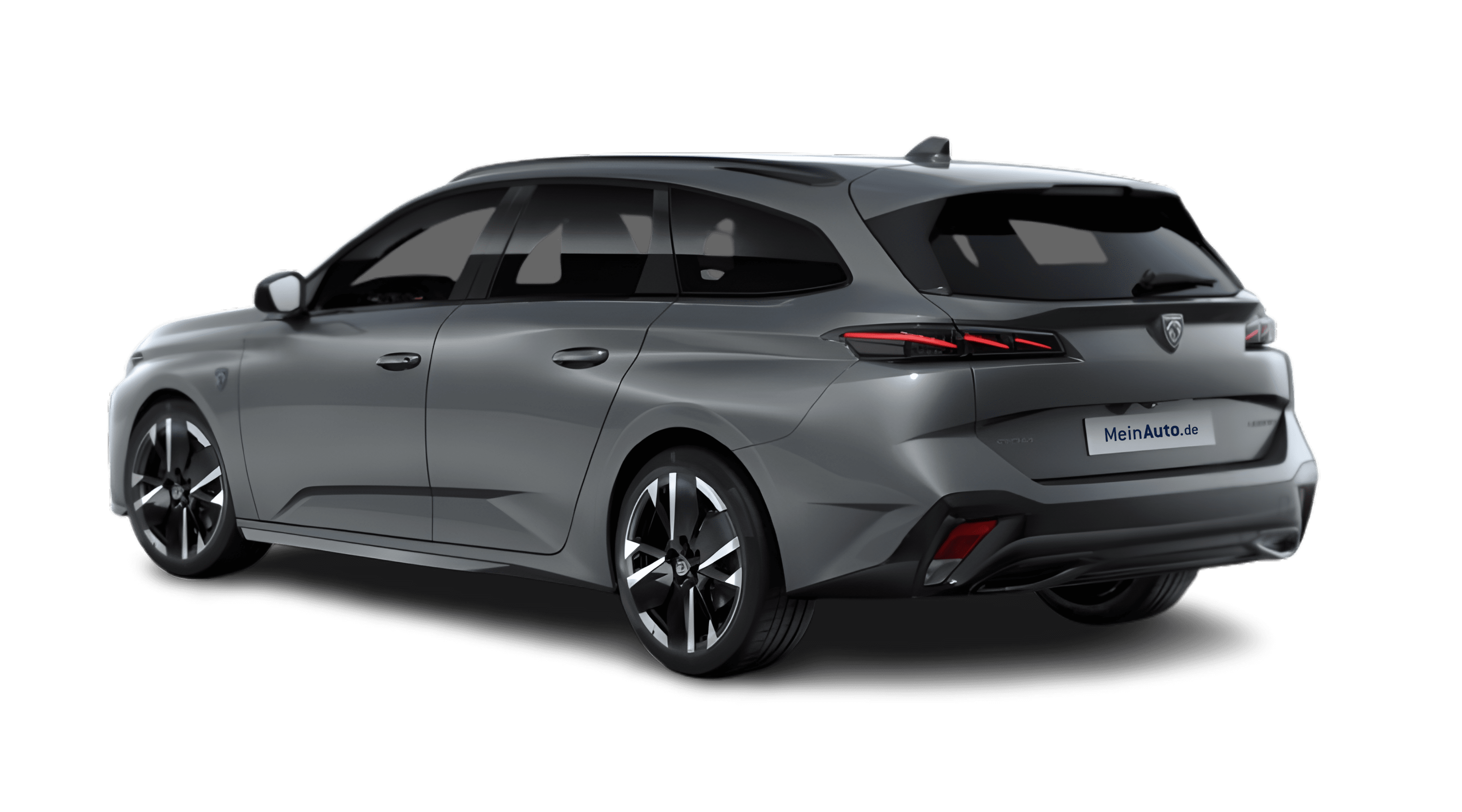 Schräge Heckansicht eines Peugeot 308, freigestellt