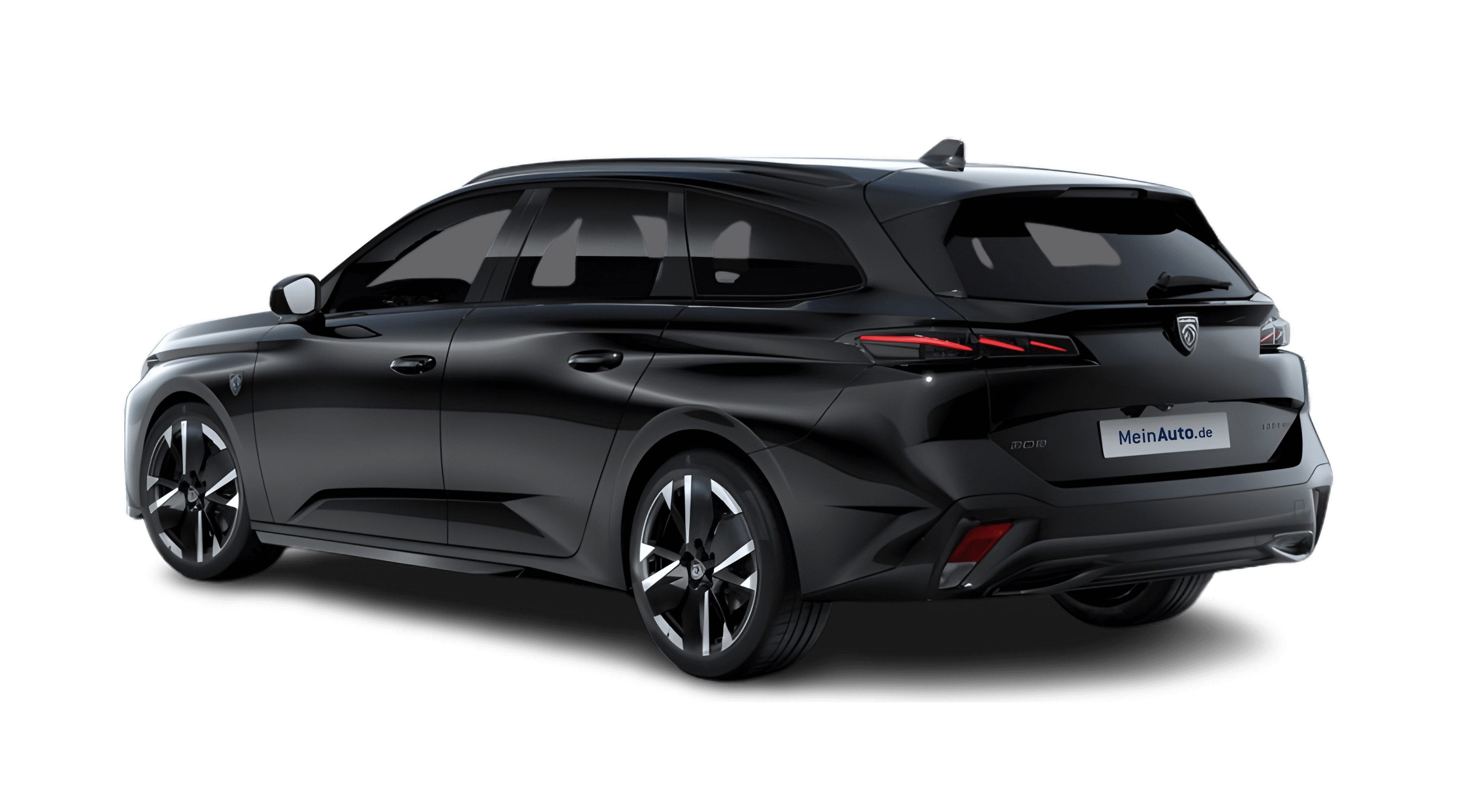 Schräge Heckansicht eines Peugeot 308, freigestellt