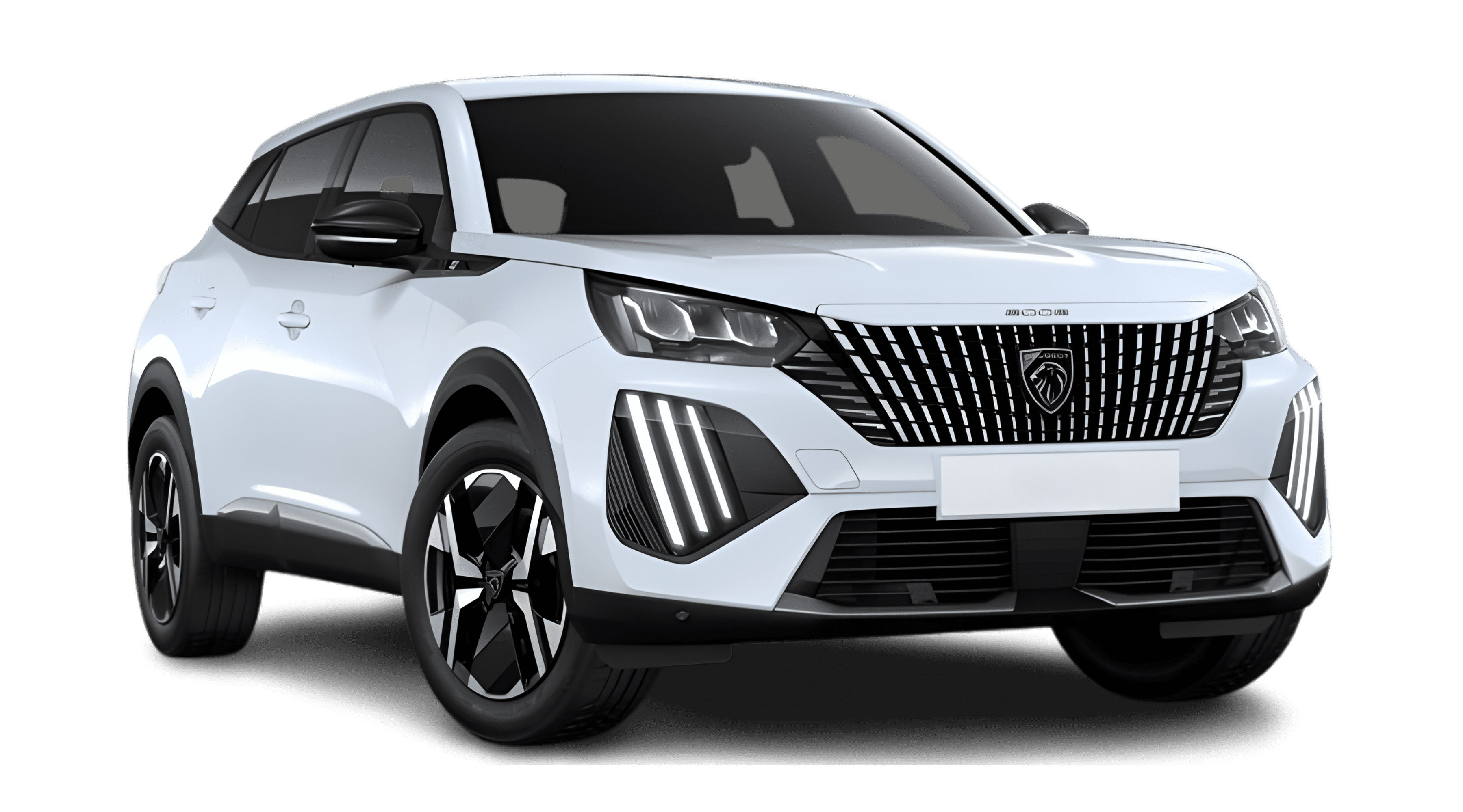 Schräge Frontansicht eines Peugeot 2008, freigestellt