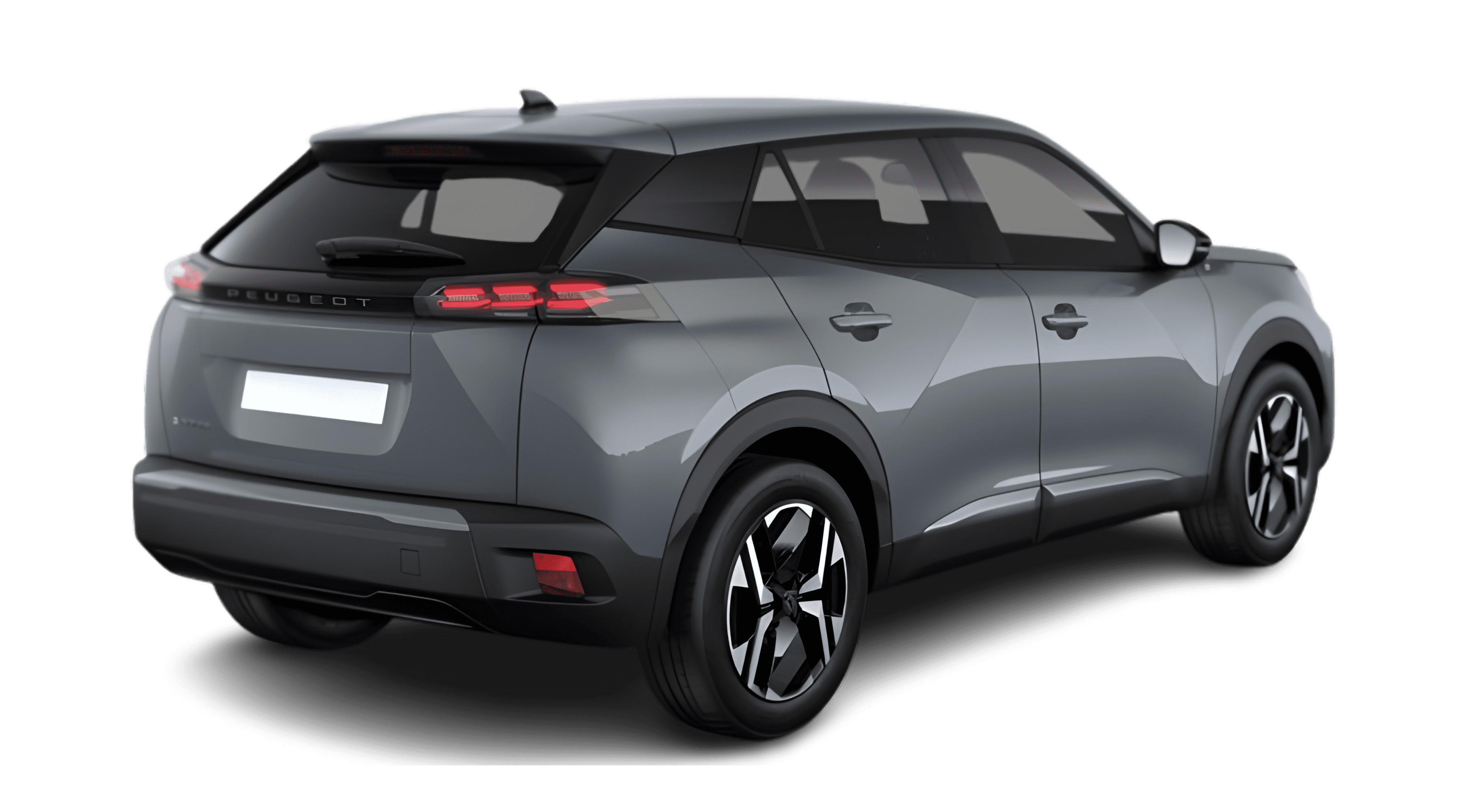 Schräge Heckansicht eines Peugeot 2008, freigestellt