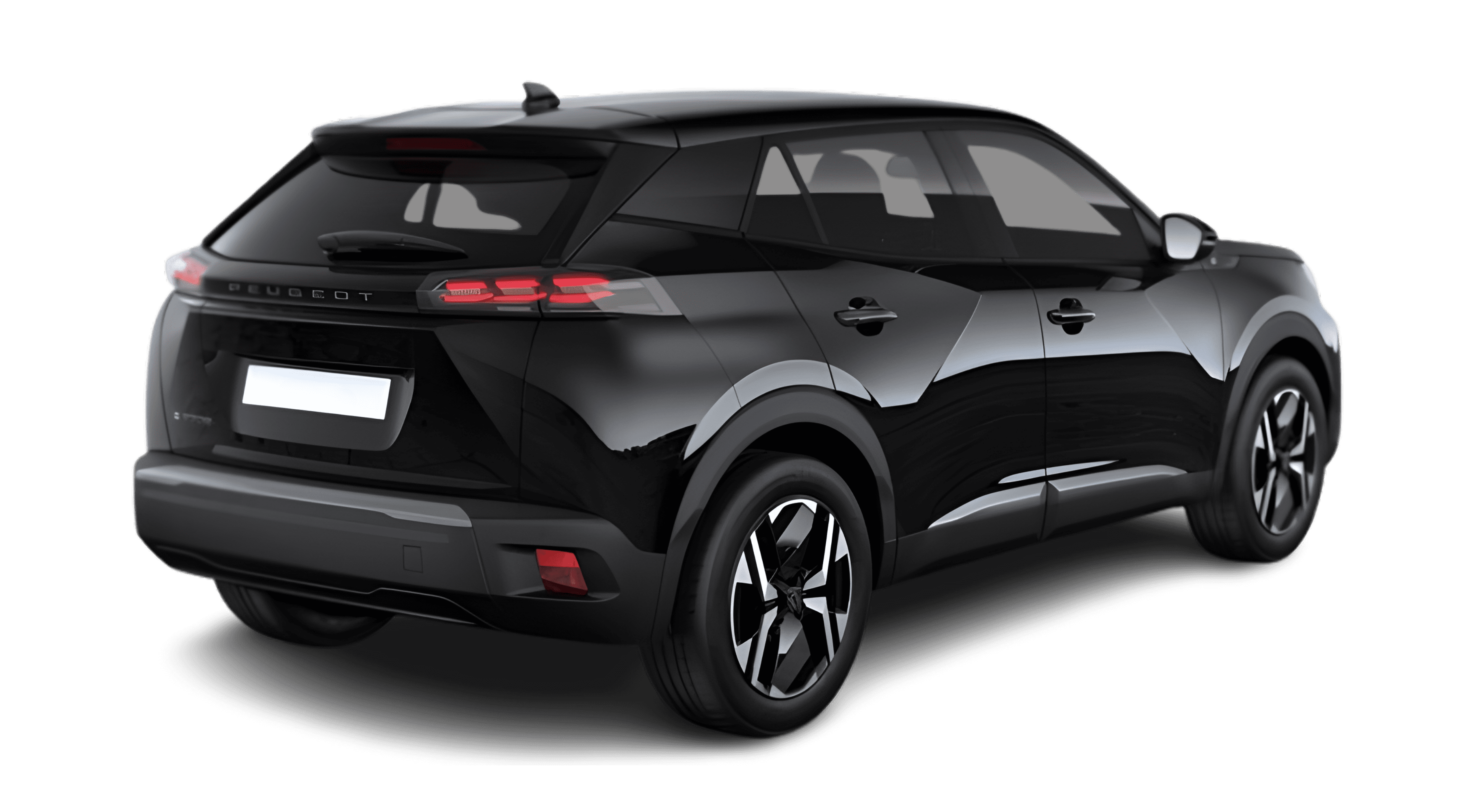 Schräge Heckansicht eines Peugeot 2008, freigestellt