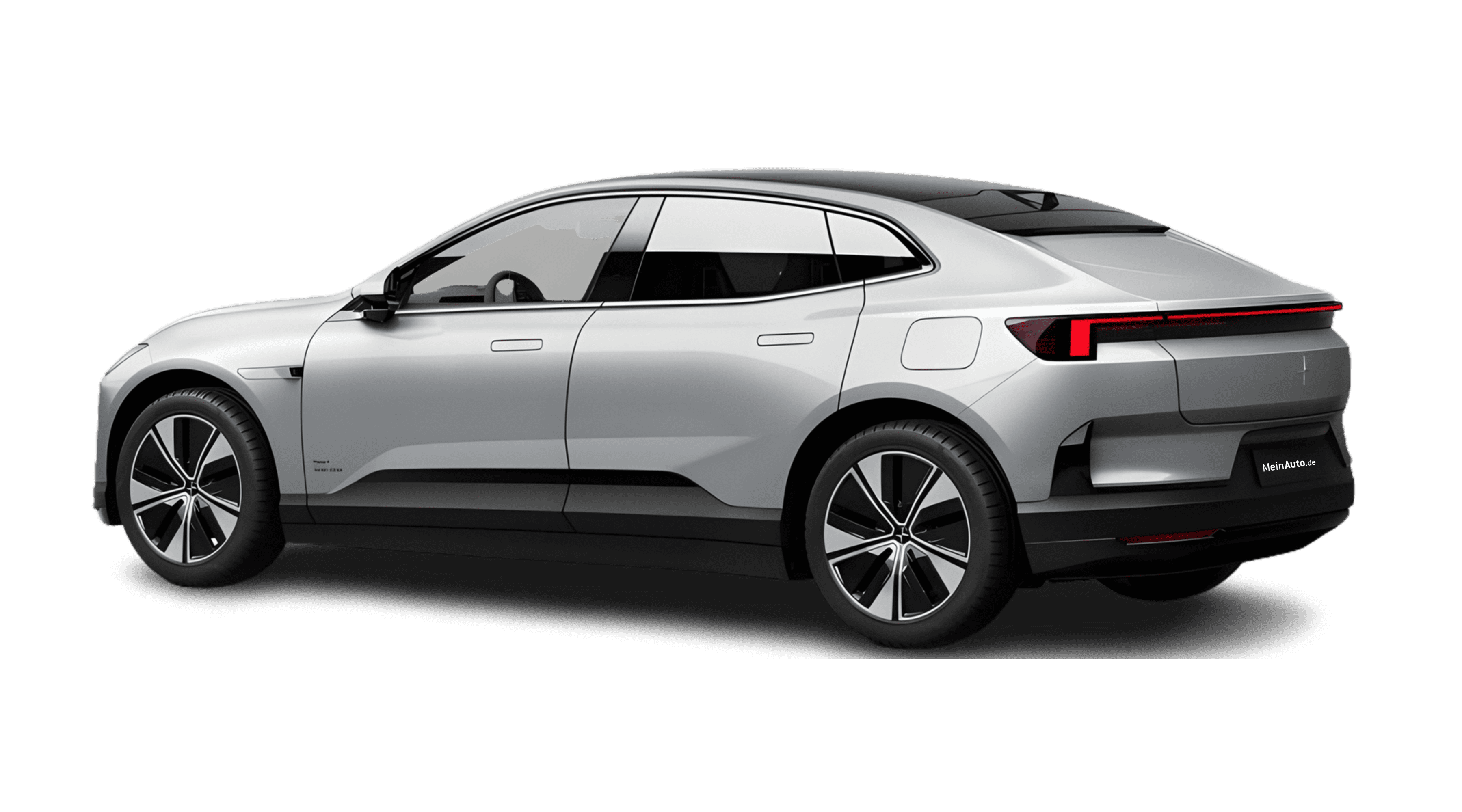 Schräge Heckansicht eines Polestar 4, freigestellt