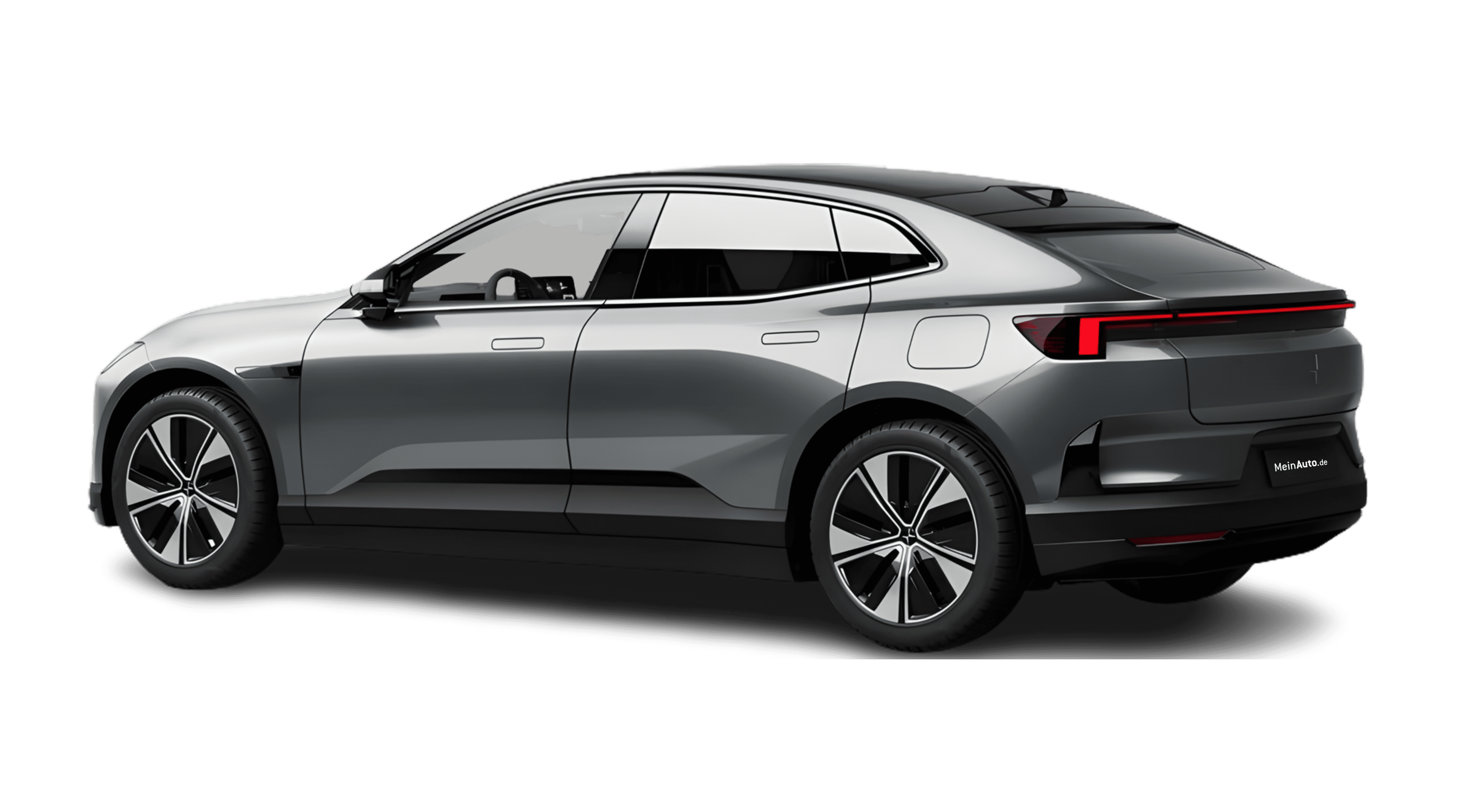 Schräge Heckansicht eines Polestar 4, freigestellt