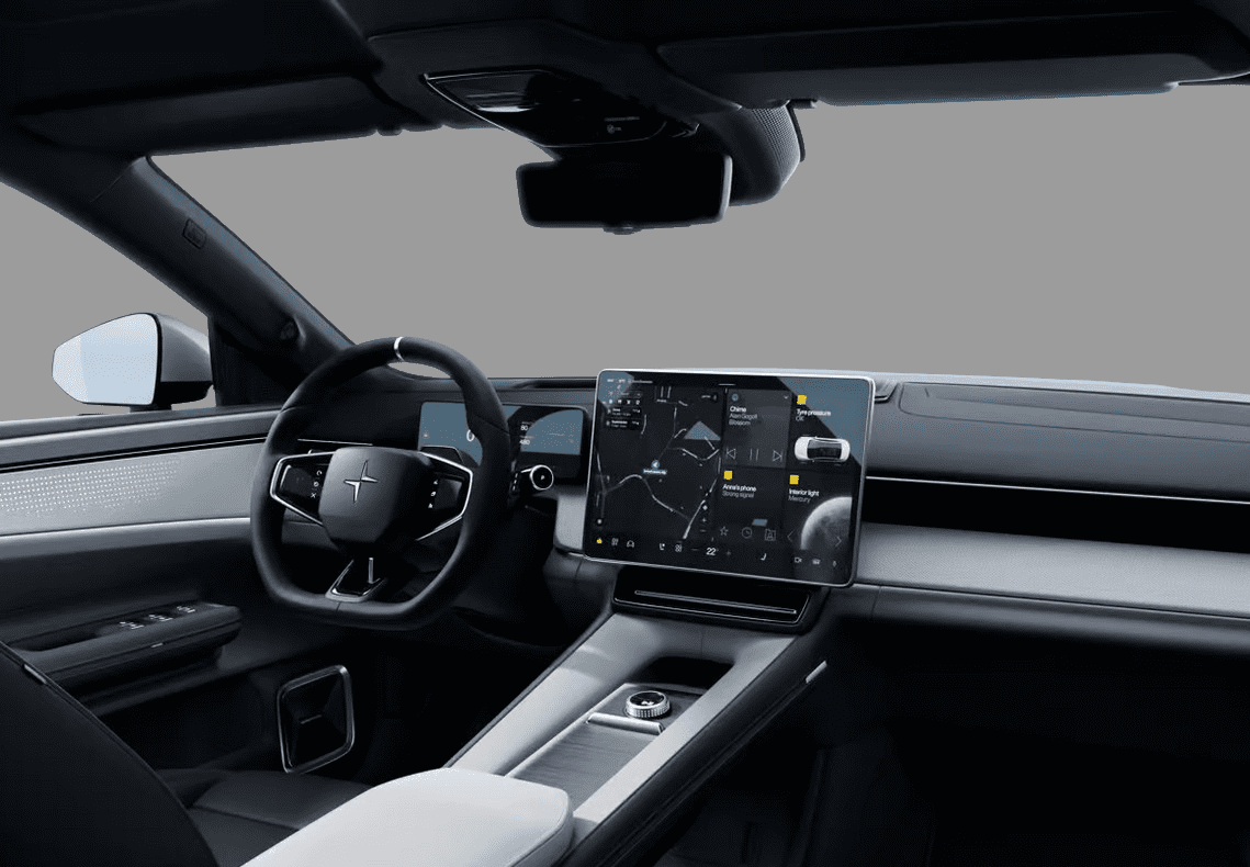 Ansicht des Armaturenbretts eines Polestar 4