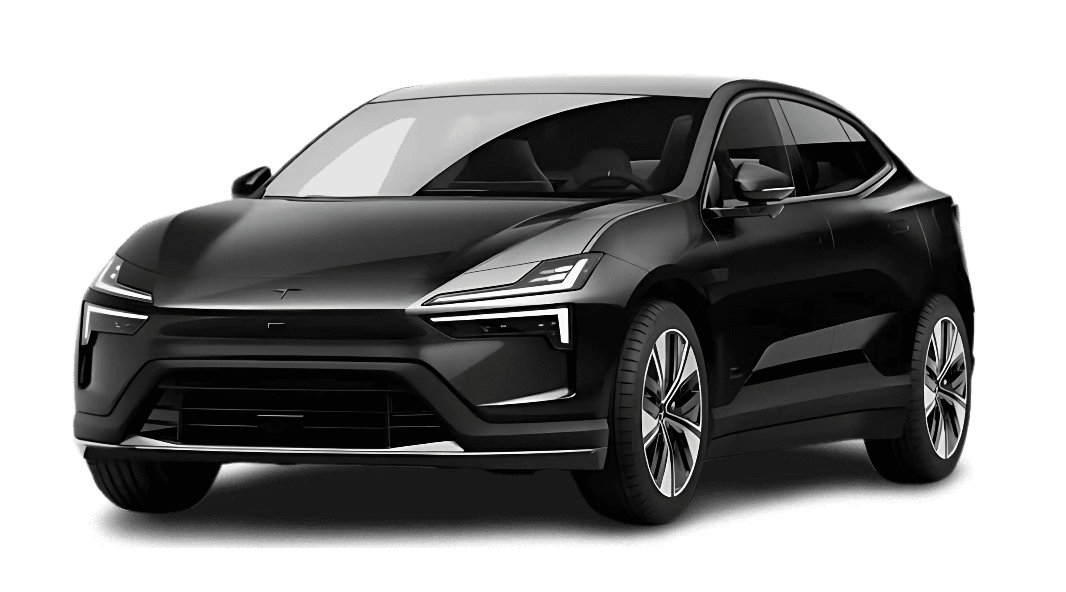 Schräge Frontansicht auf einen Polestar 4, freigestellt