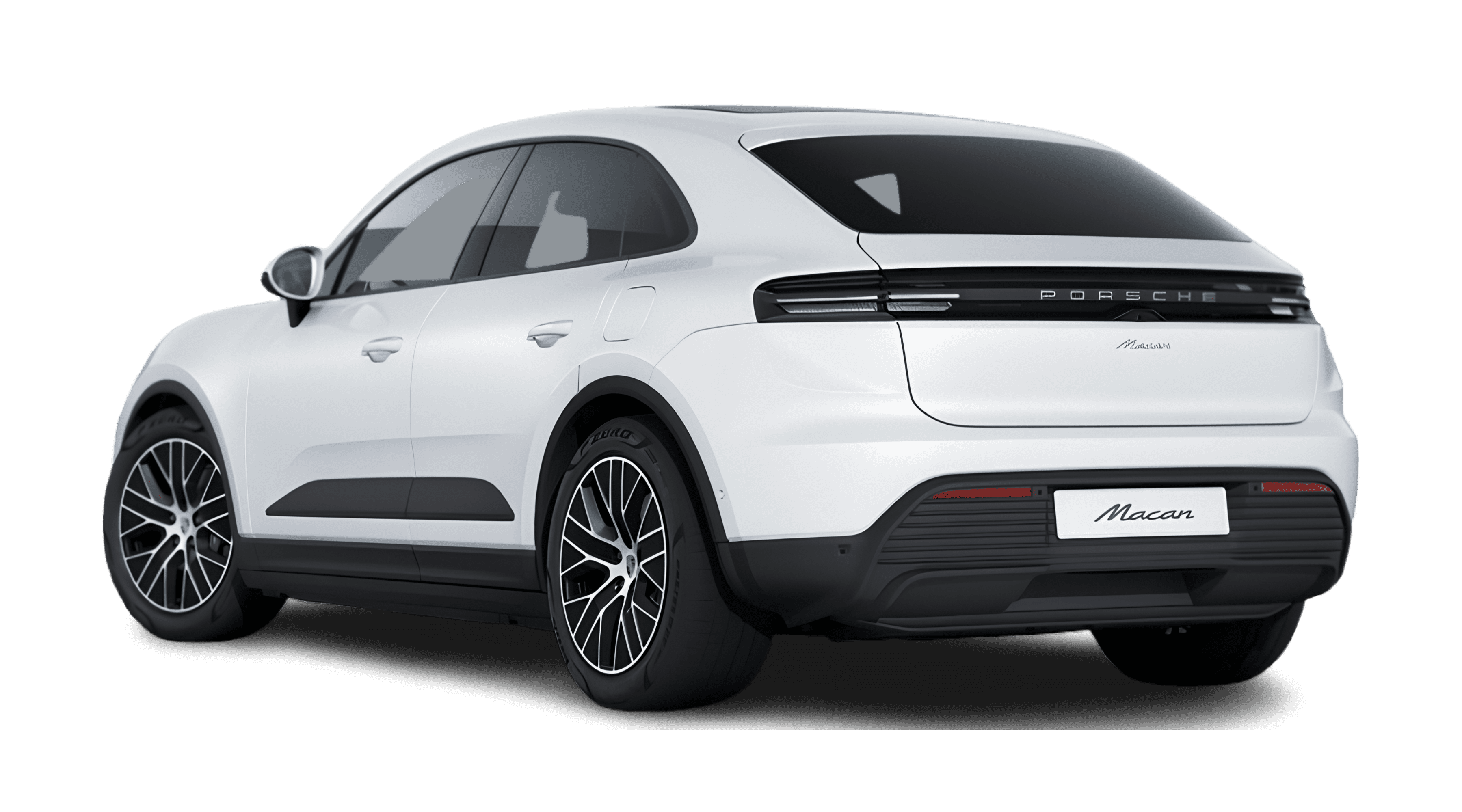 Schräge Heckansicht eines Porsche Macan, freigestellt