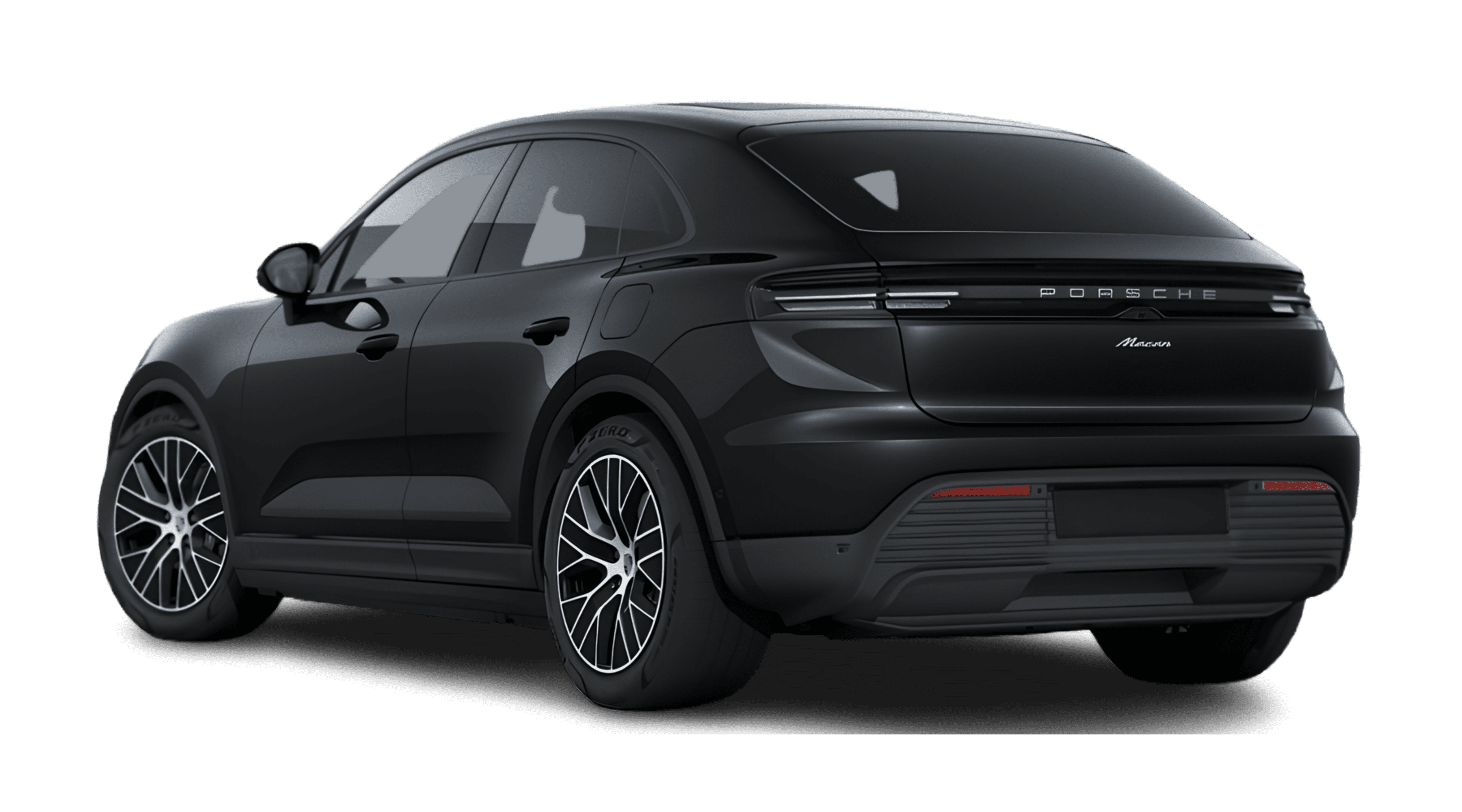 Schräge Heckansicht eines Porsche Macan, freigestellt