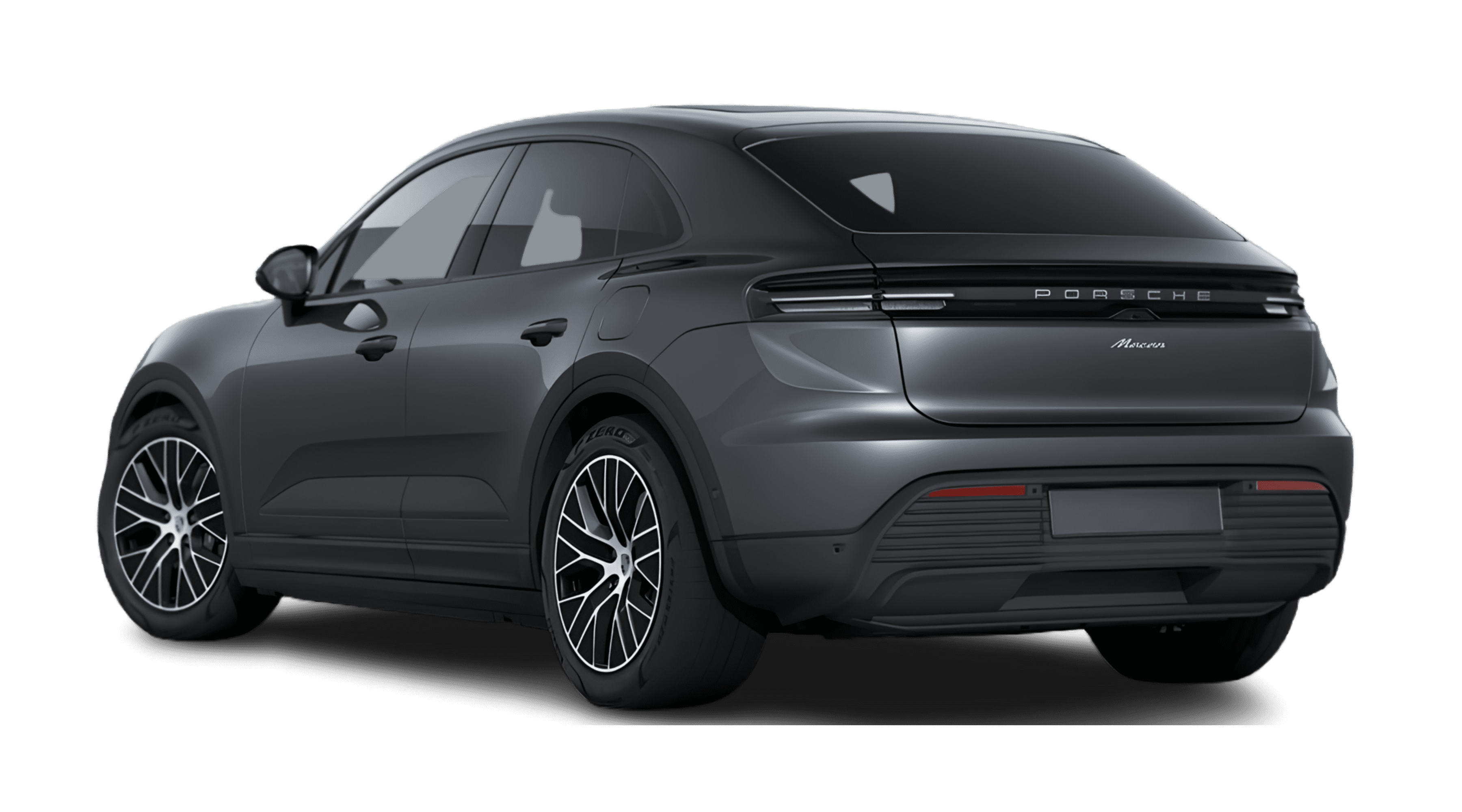 Schräge Heckansicht eines Porsche Macan, freigestellt