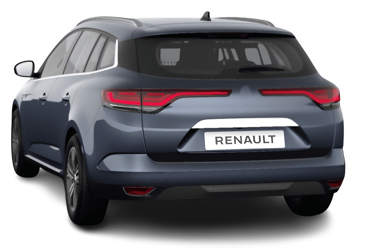 Schräge Heckansicht auf einen Renault Mégane, freigestellt