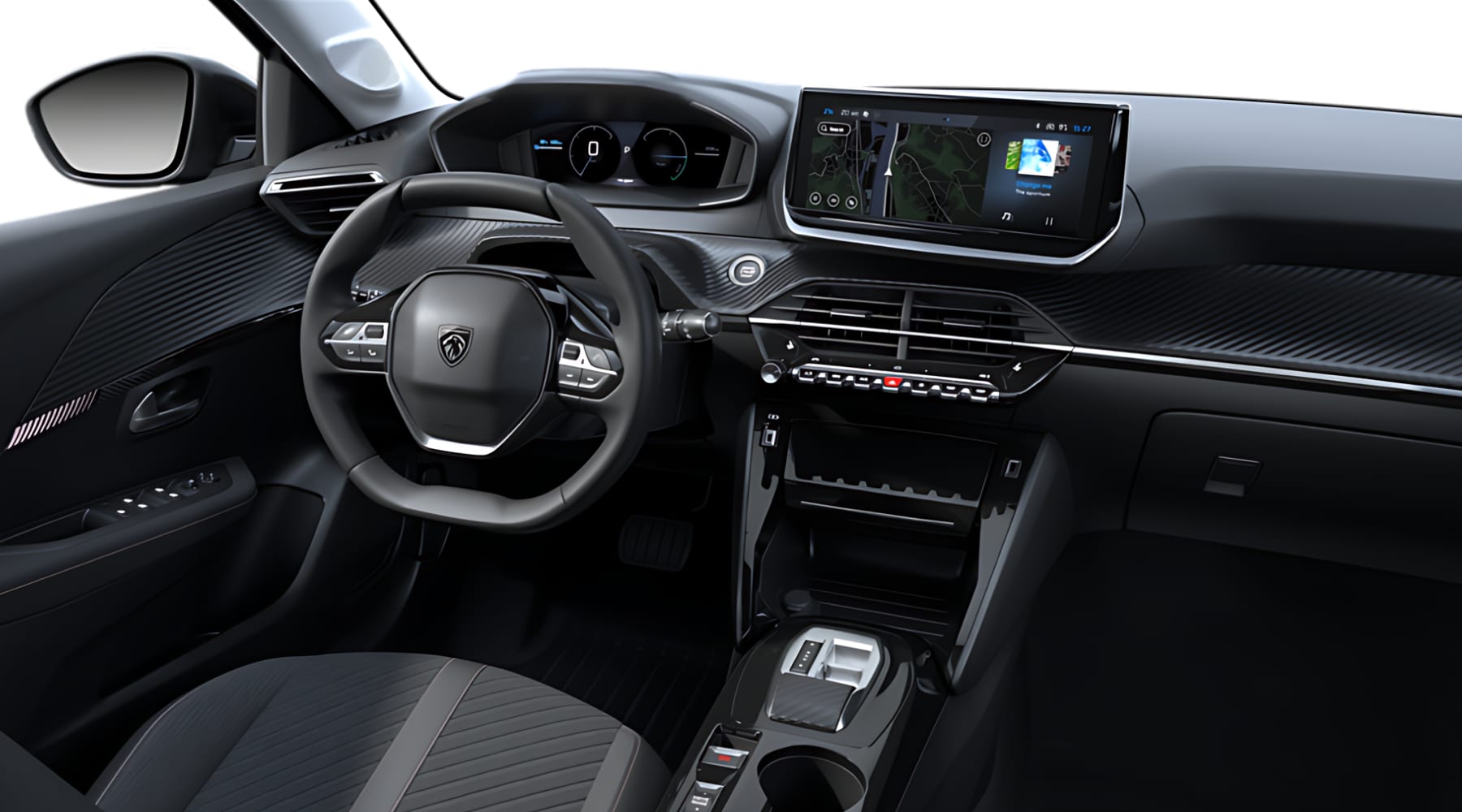 Ansicht des Armaturenbretts eines Peugeot e-208
