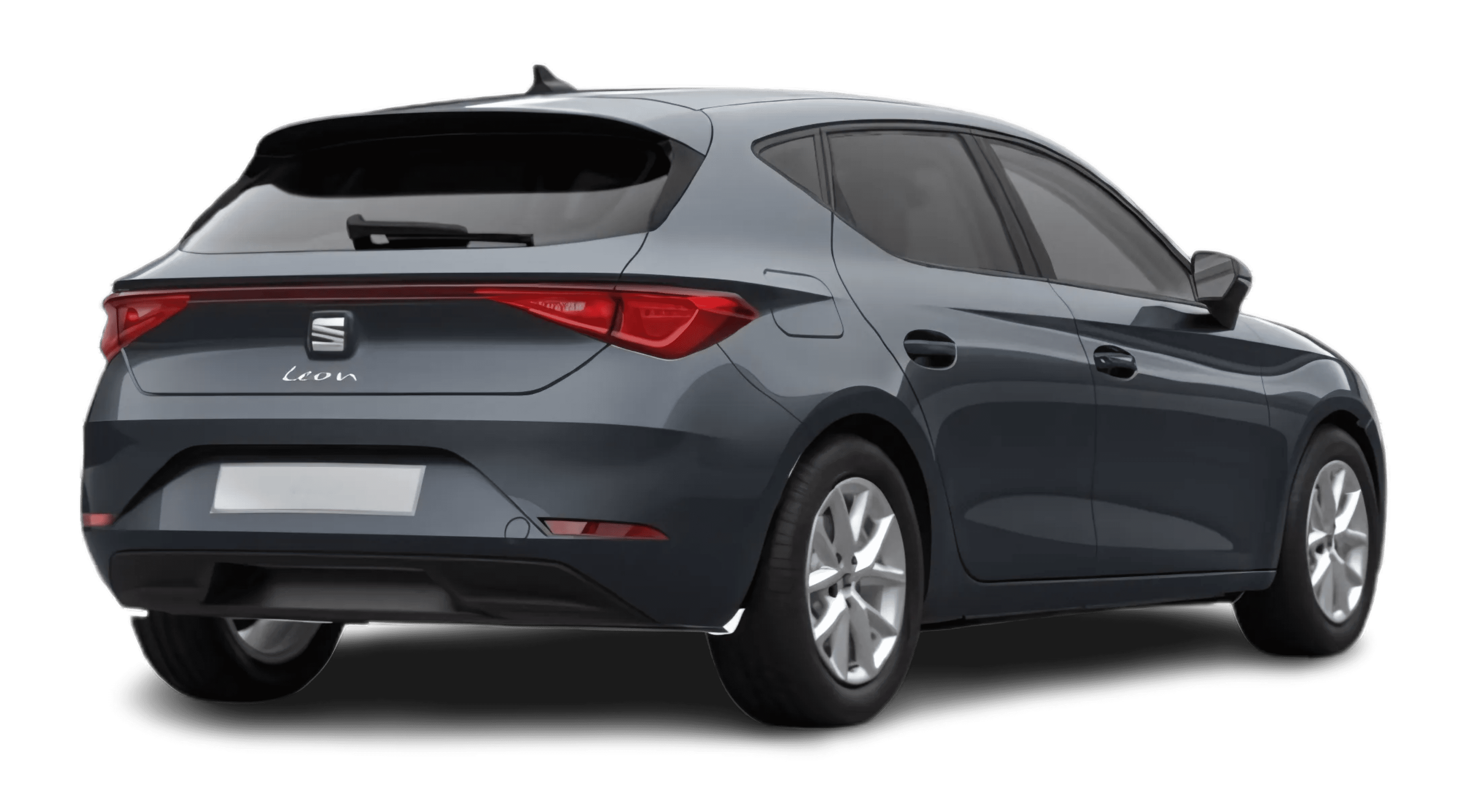Schräge Heckansicht auf einen SEAT Leon, freigestellt