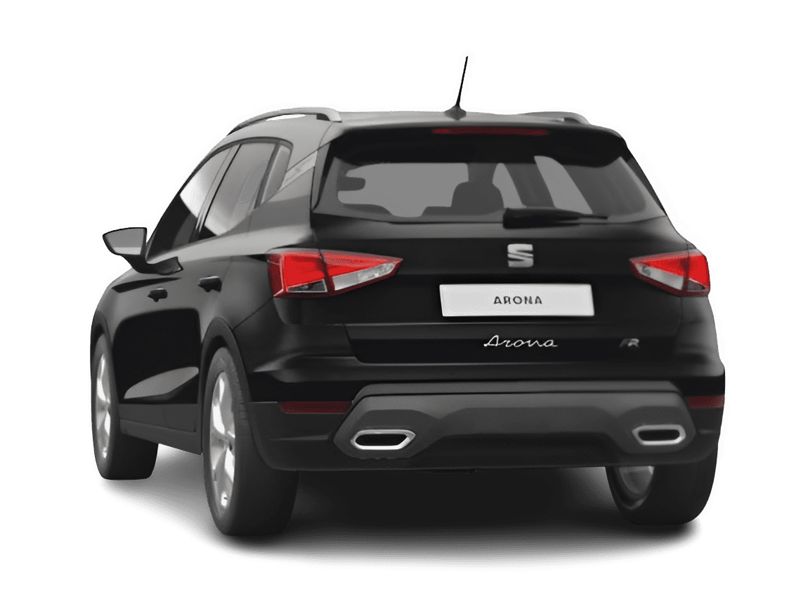 Schräge Heckansicht auf einen SEAT Arona, freigestellt
