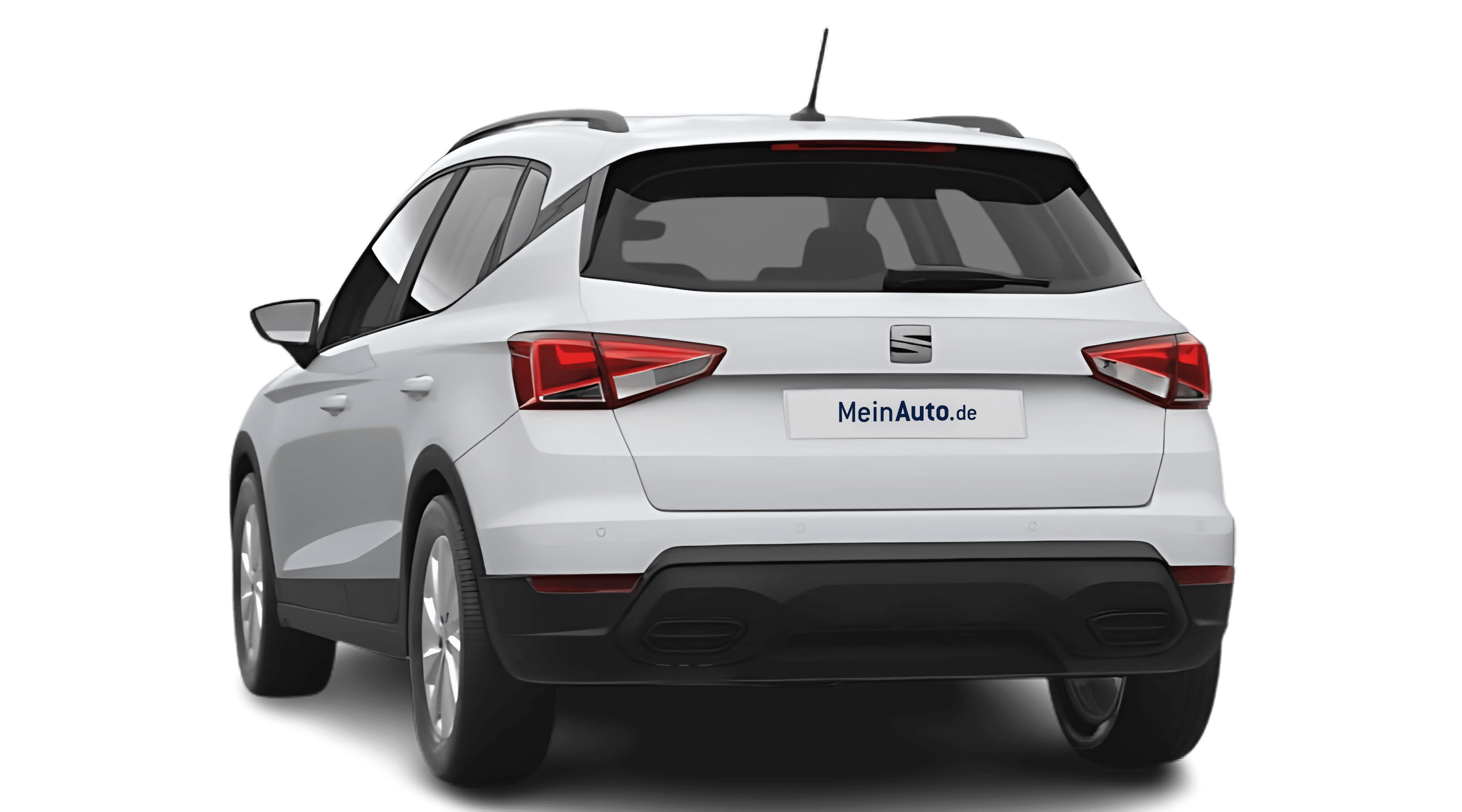 Schräge Heckansicht auf einen SEAT Arona, freigestellt