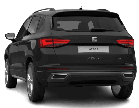 Schräge Heckansicht auf einen SEAT Ateca, freigestellt