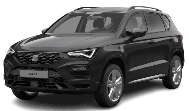 Schräge Frontansicht auf einen SEAT Ateca, freigestellt