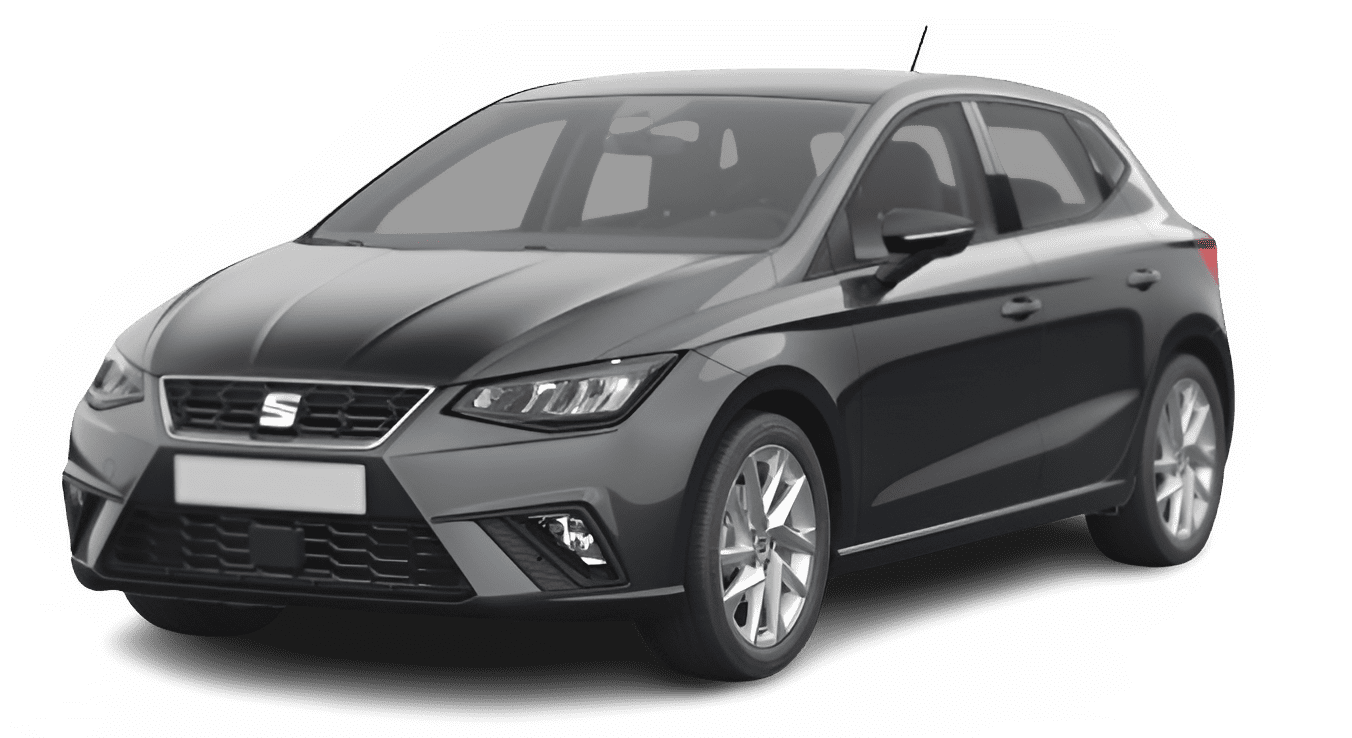Schräge Frontansicht auf einen SEAT Ibiza, freigestellt