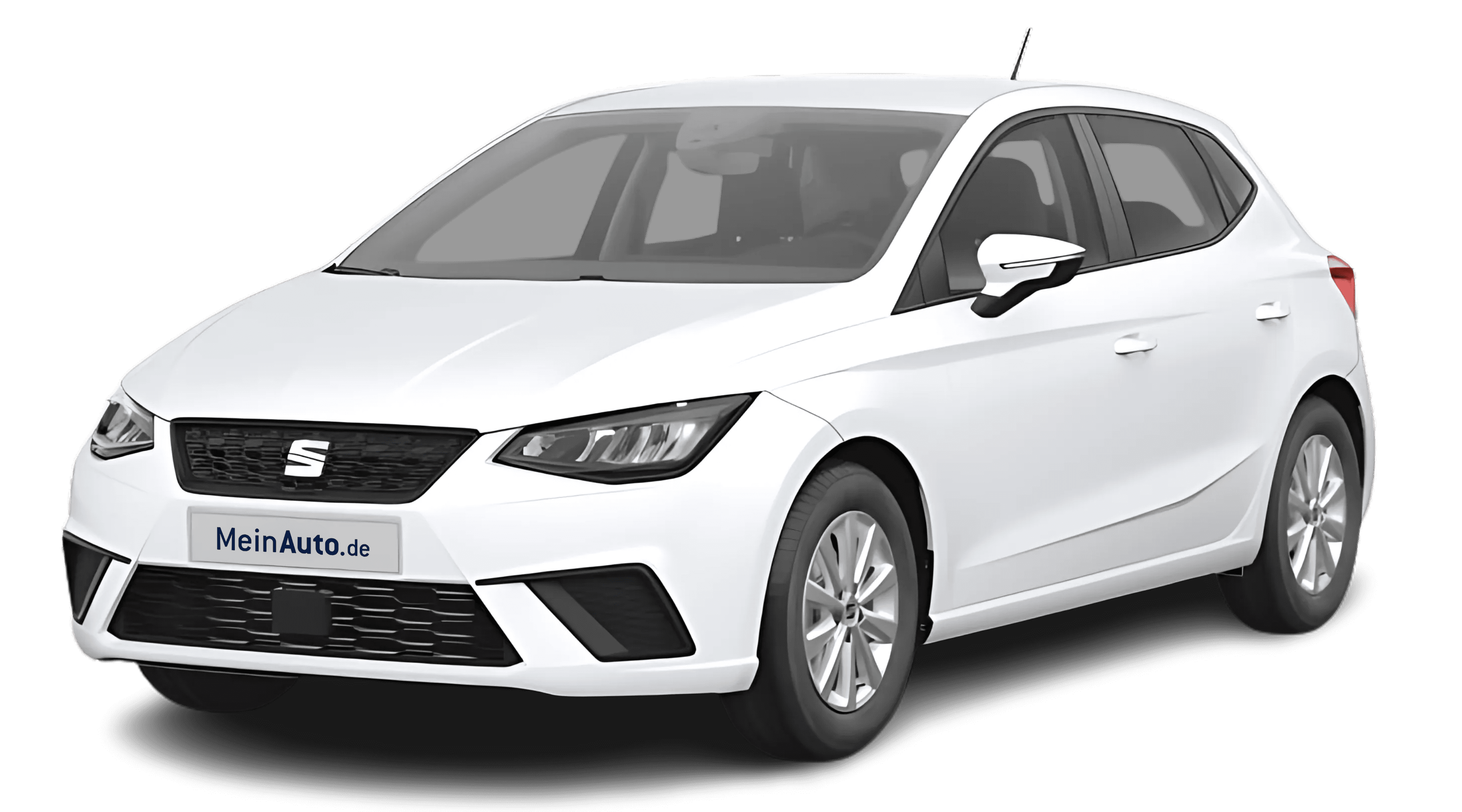 Schräge Frontansicht auf einen SEAT Ibiza, freigestellt