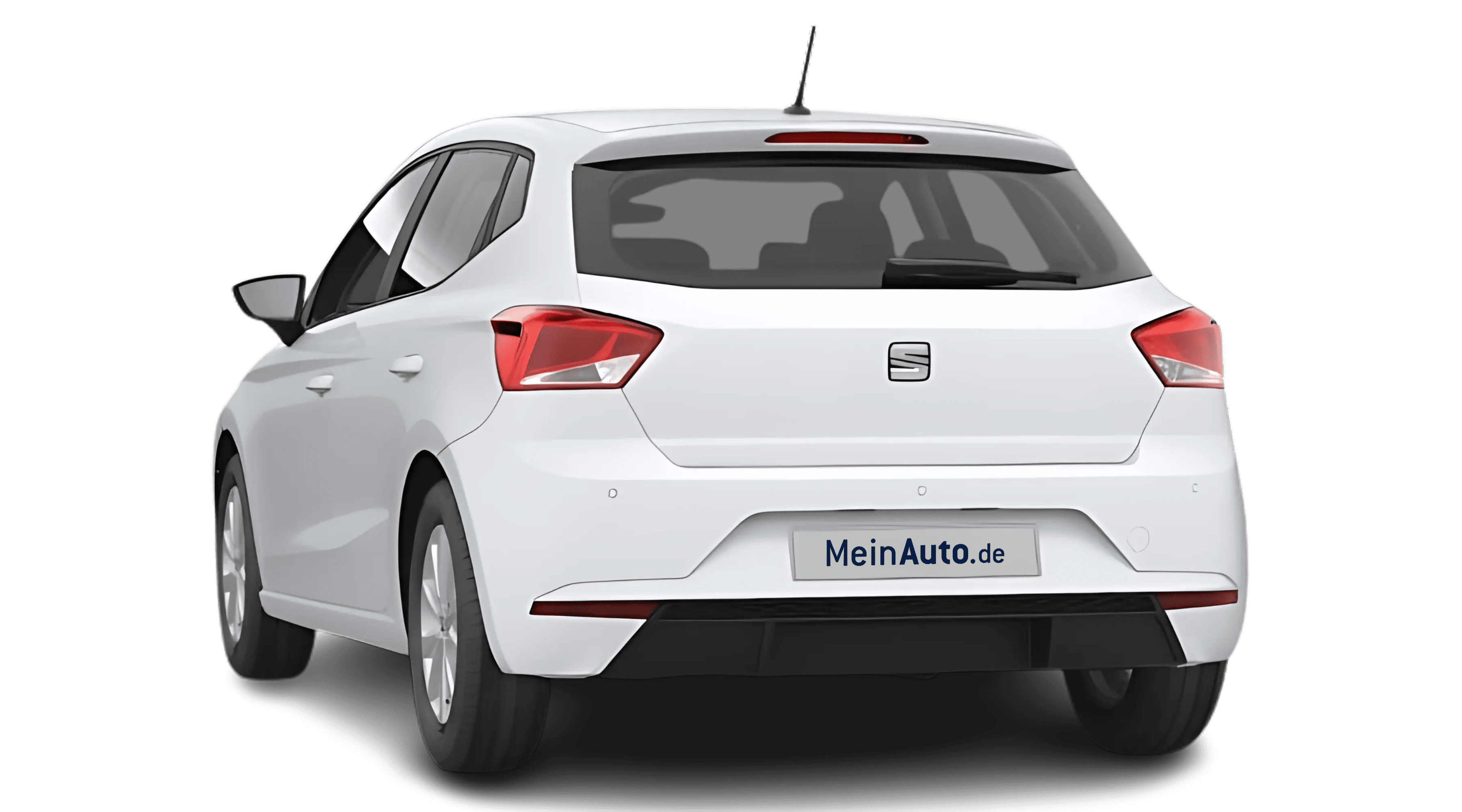 Schräge Heckansicht auf einen SEAT Ibiza, freigestellt