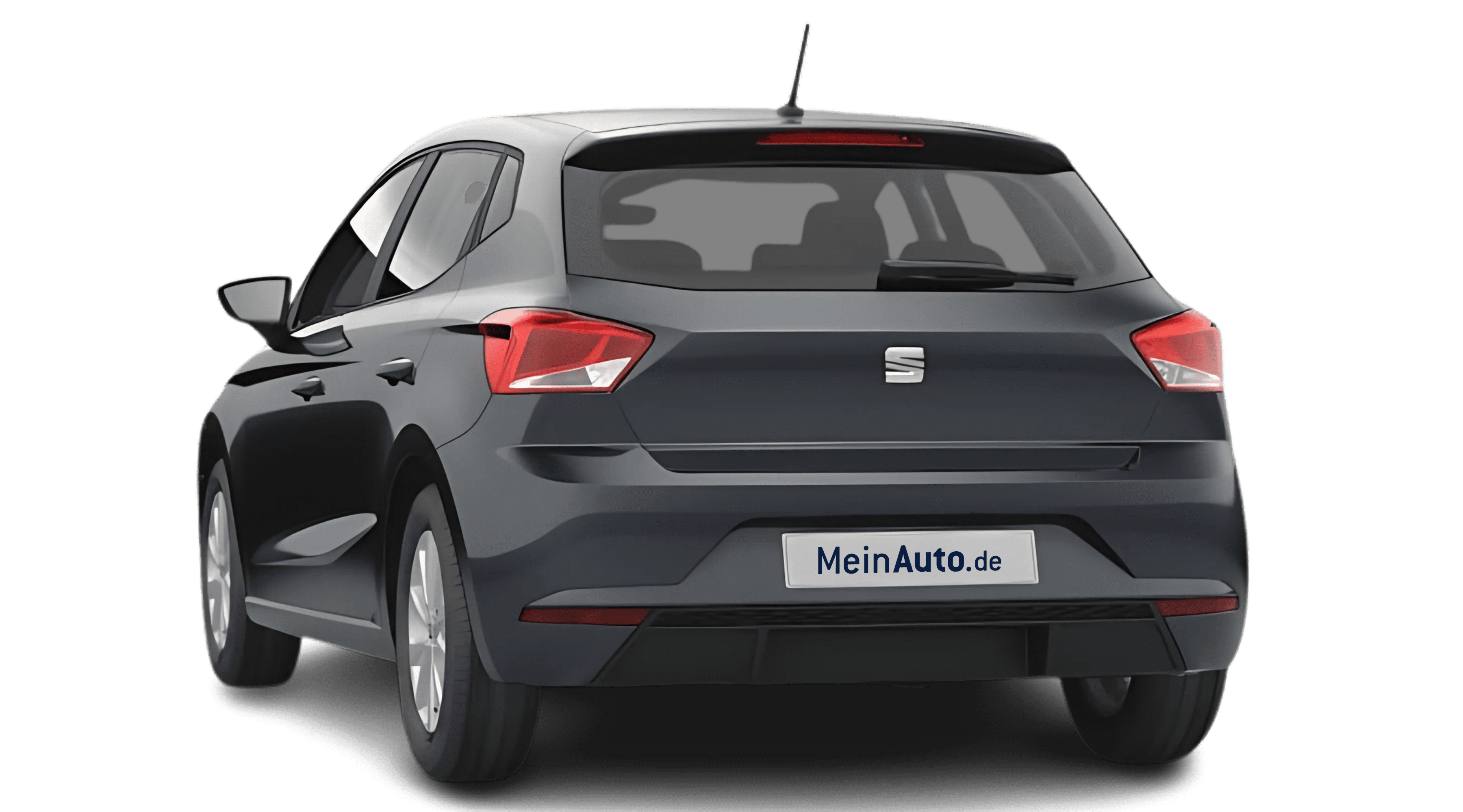 Schräge Heckansicht auf einen SEAT Ibiza, freigestellt